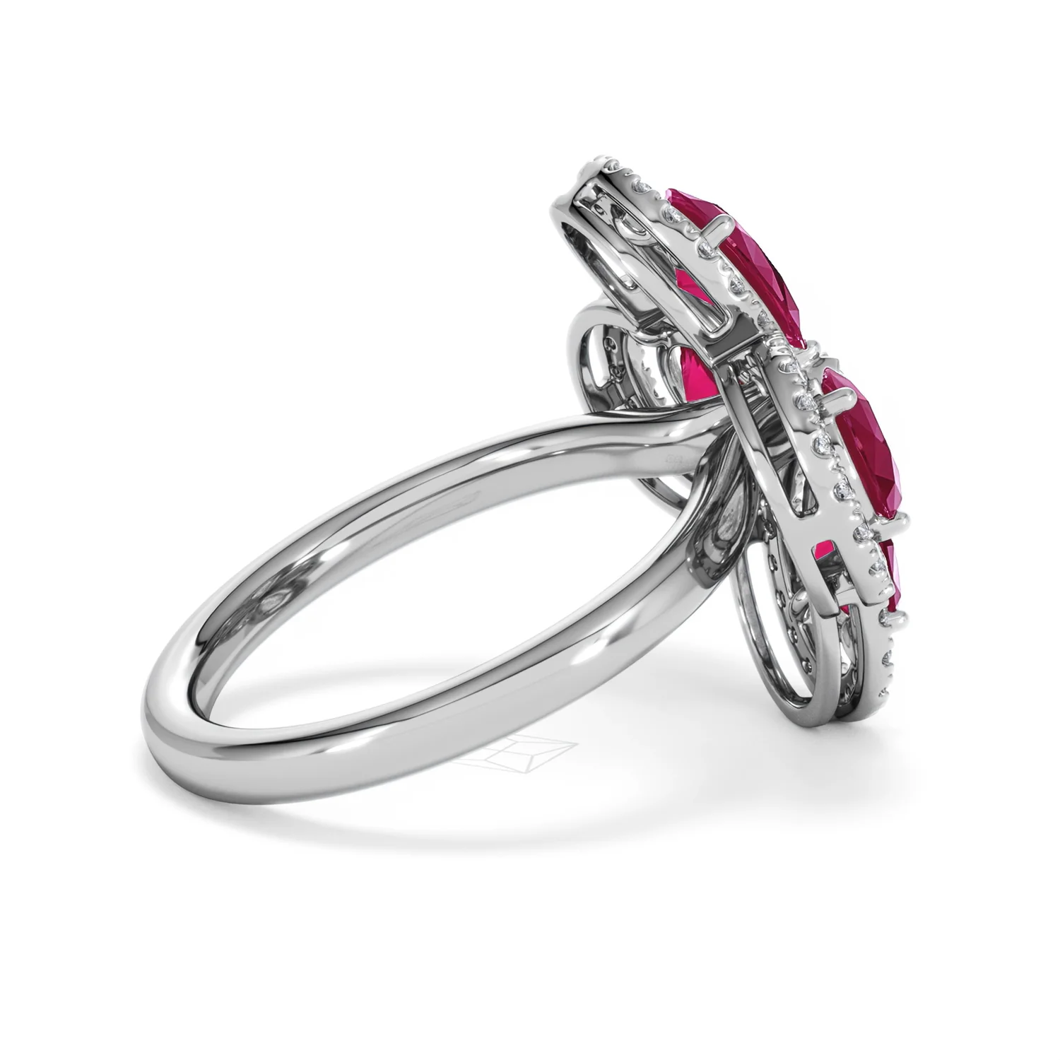 Bloom 3.30ct Lab Ruby and Lab Diamond Ring in 18K White Gold - Image 33