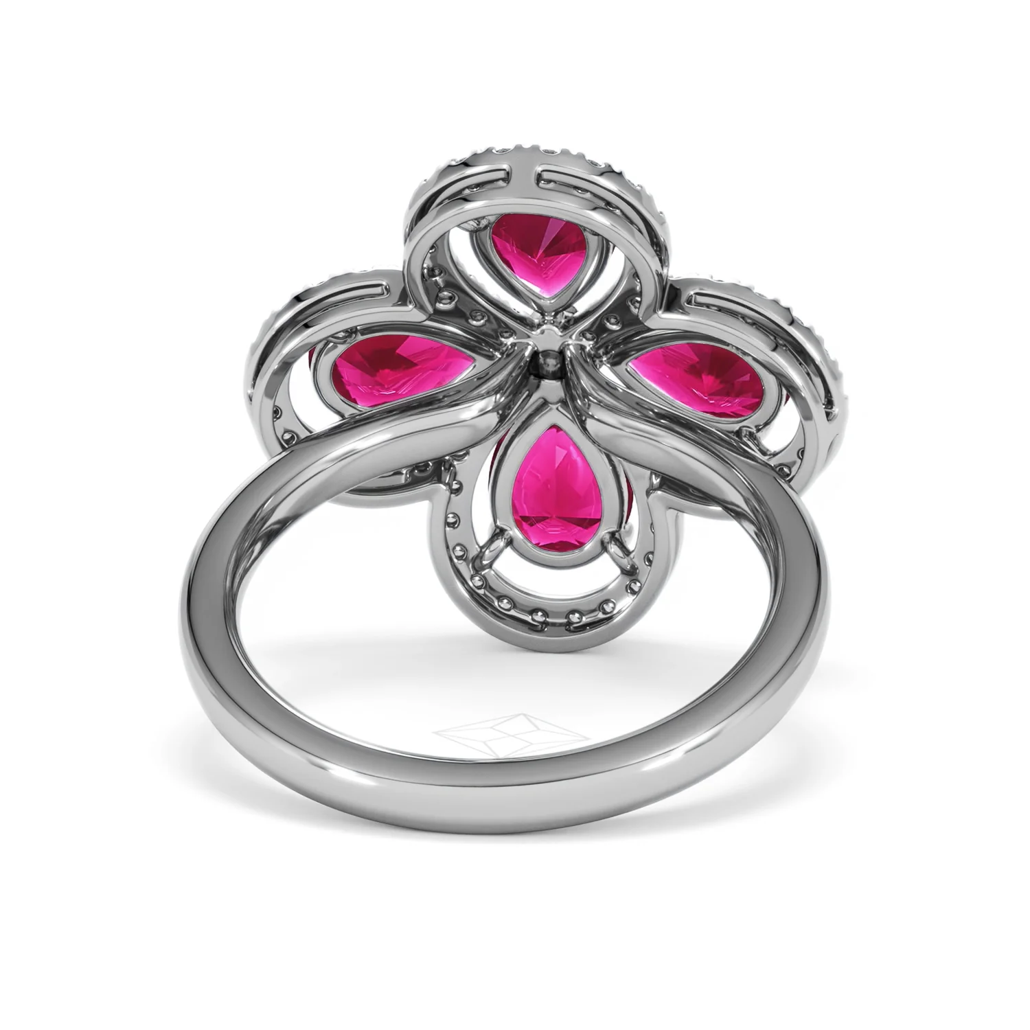 Bloom 3.30ct Lab Ruby and Lab Diamond Ring in 18K White Gold - Image 47