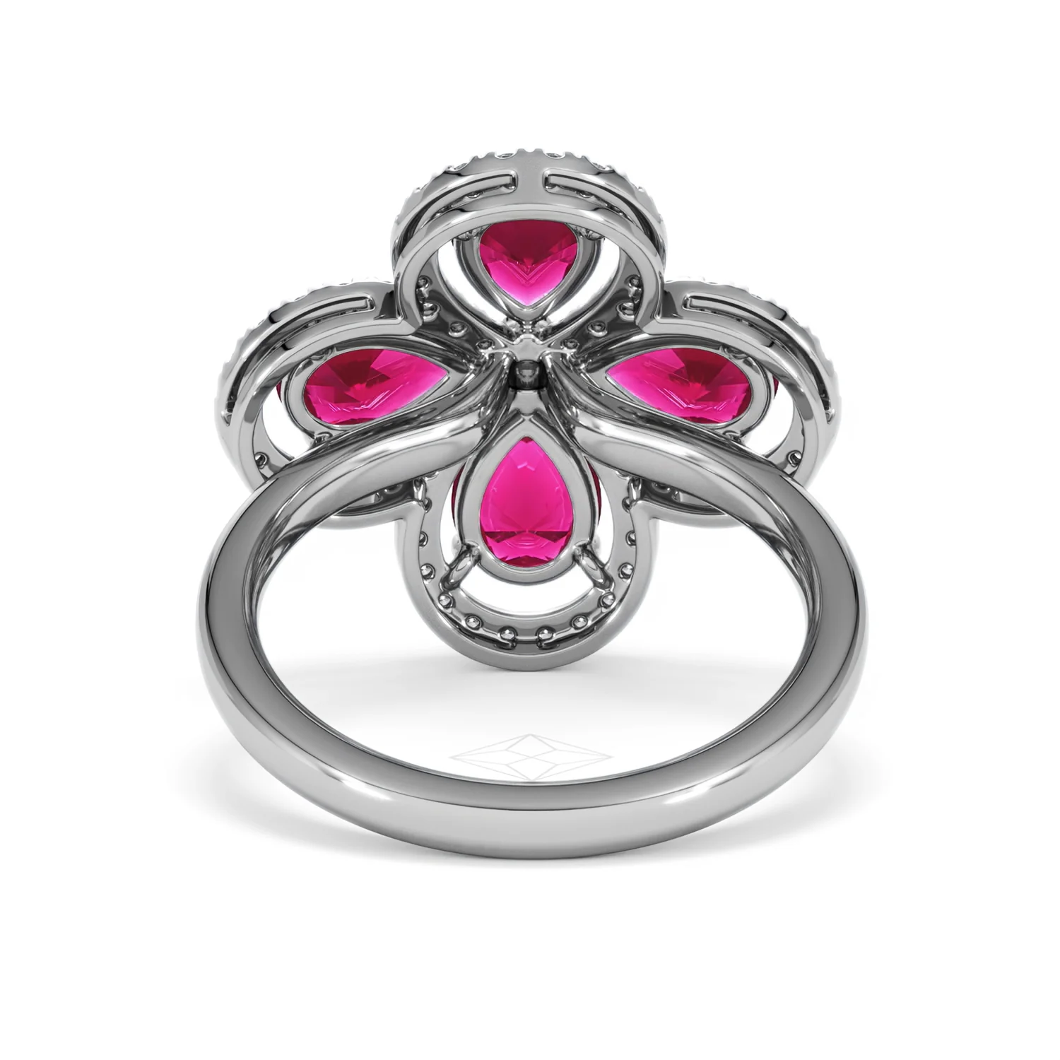 Bloom 3.30ct Lab Ruby and Lab Diamond Ring in 18K White Gold - Image 49