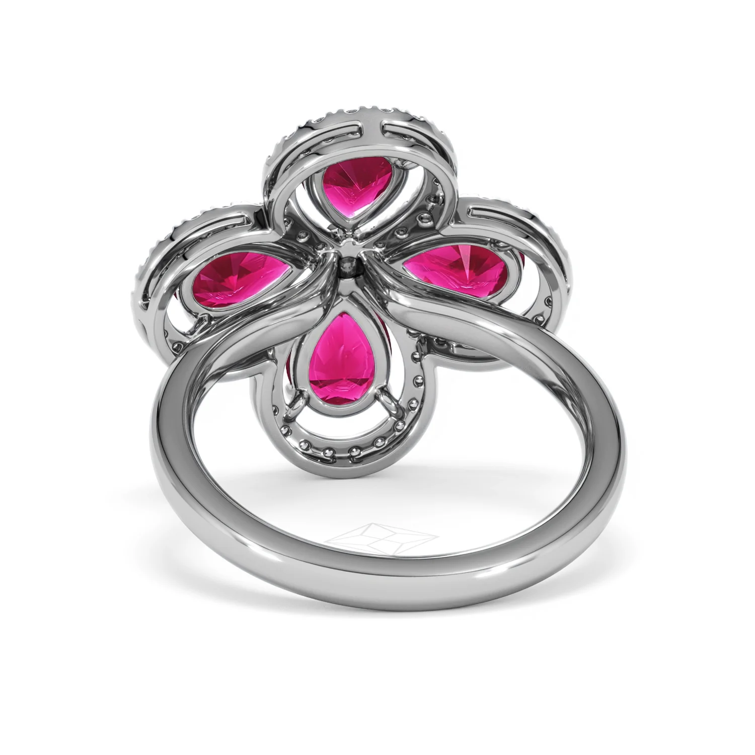 Bloom 3.30ct Lab Ruby and Lab Diamond Ring in 18K White Gold - Image 51
