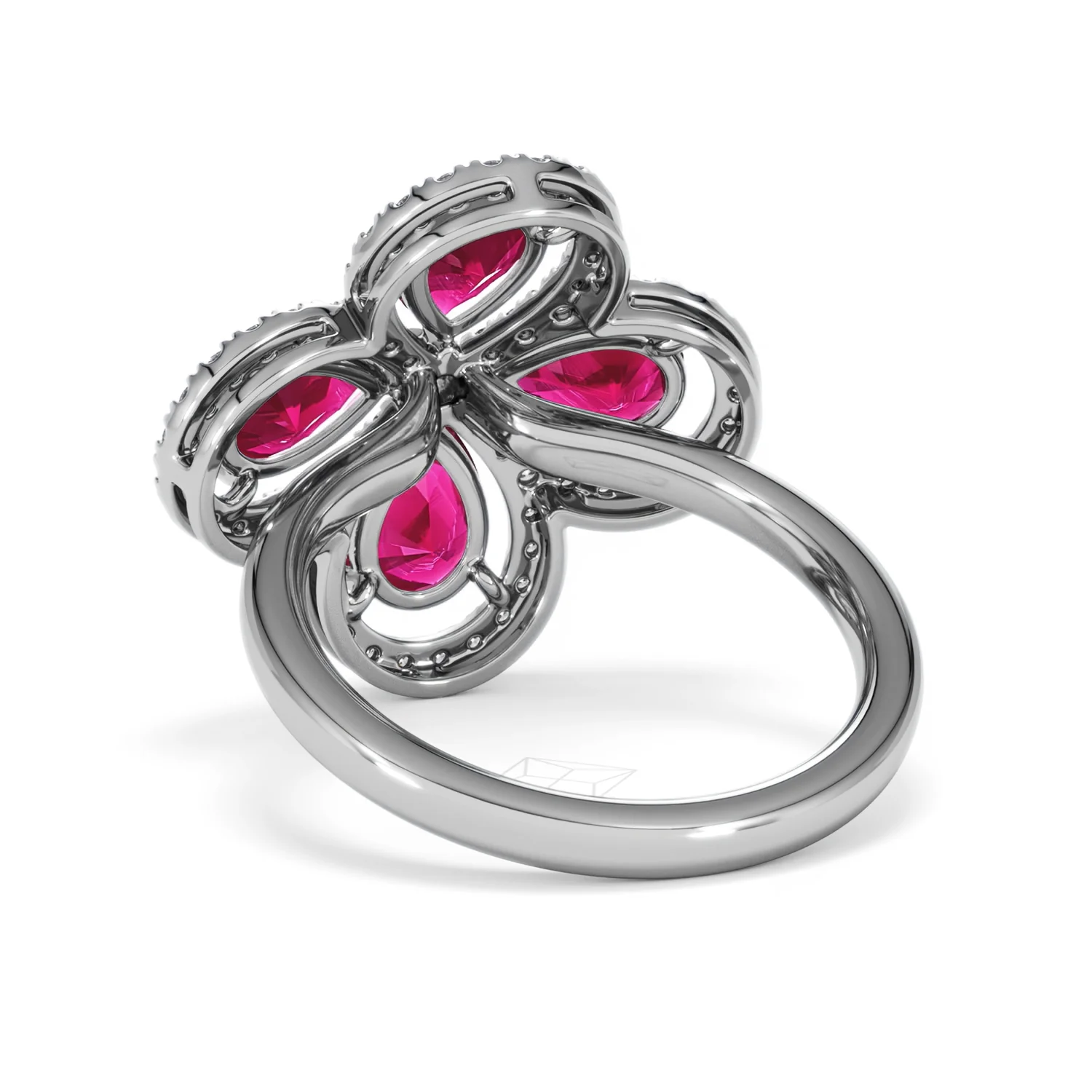 Bloom 3.30ct Lab Ruby and Lab Diamond Ring in 18K White Gold - Image 54