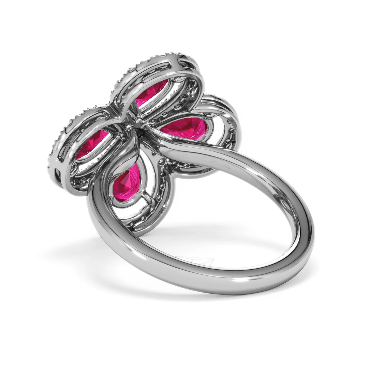 Bloom 3.30ct Lab Ruby and Lab Diamond Ring in 18K White Gold - Image 56