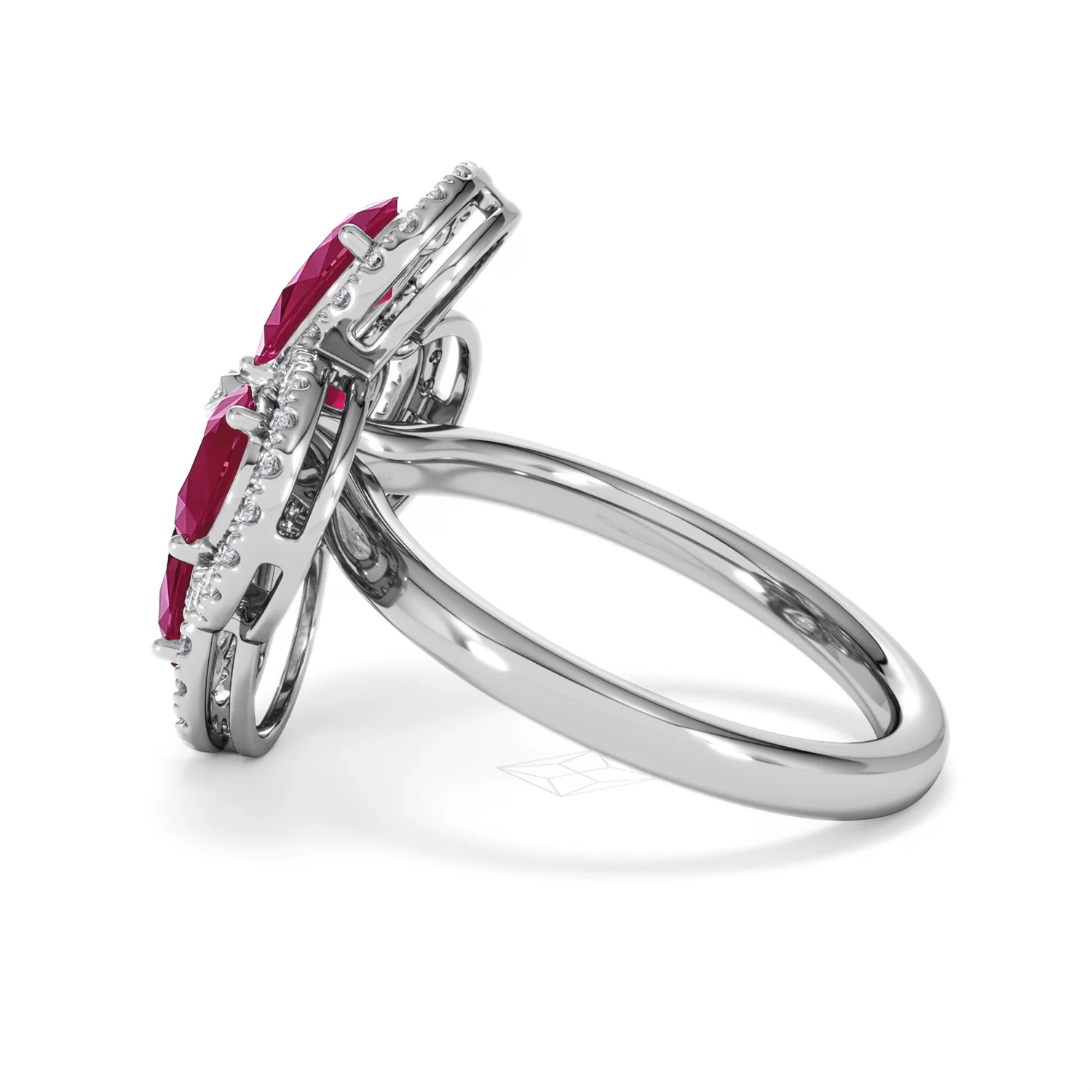 Bloom 3.30ct Lab Ruby and Lab Diamond Ring in 18K White Gold - Image 66