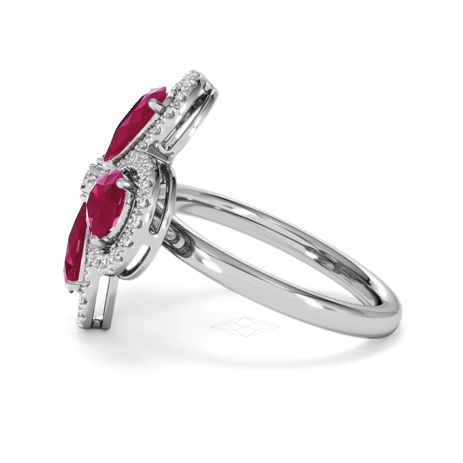 Bloom 3.30ct Lab Ruby and Lab Diamond Ring in 18K White Gold - Image 69