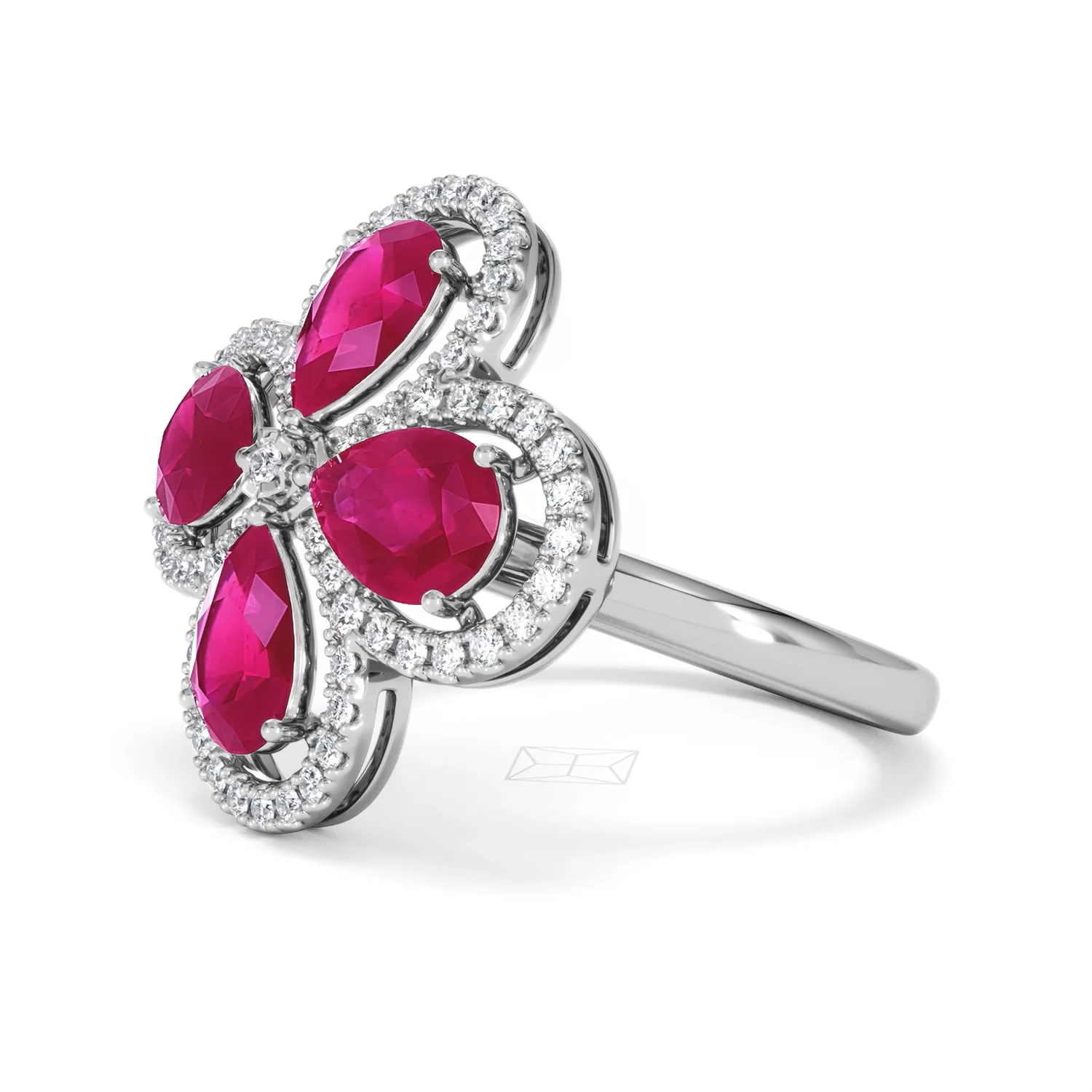 Bloom 3.30ct Lab Ruby and Lab Diamond Ring in 18K White Gold - Image 77