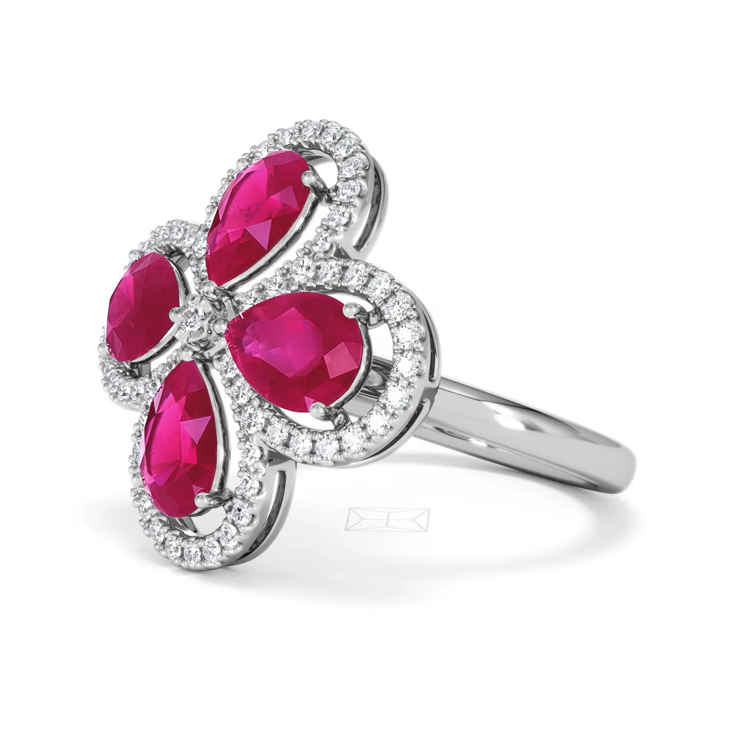 Bloom 3.30ct Lab Ruby and Lab Diamond Ring in 18K White Gold - Image 78