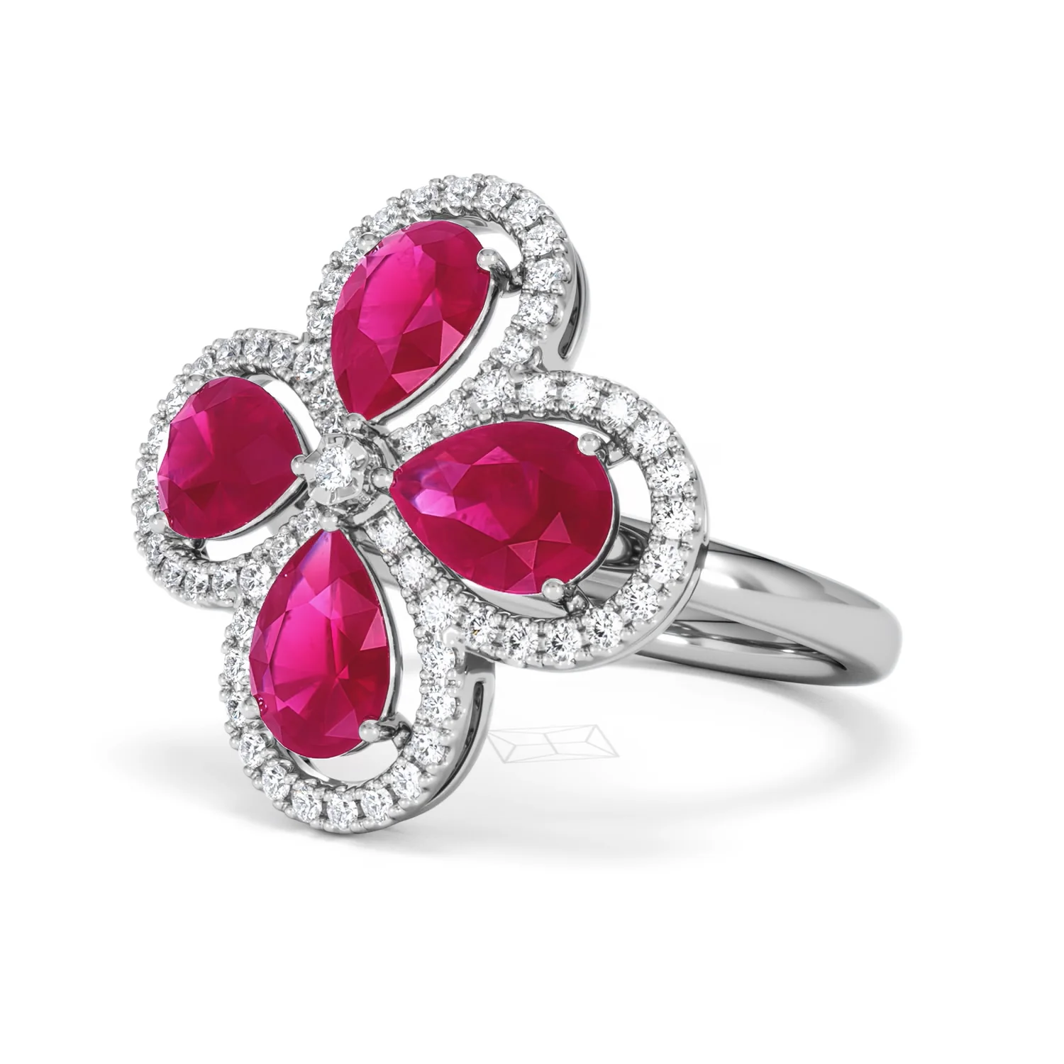 Bloom 3.30ct Lab Ruby and Lab Diamond Ring in 18K White Gold - Image 81