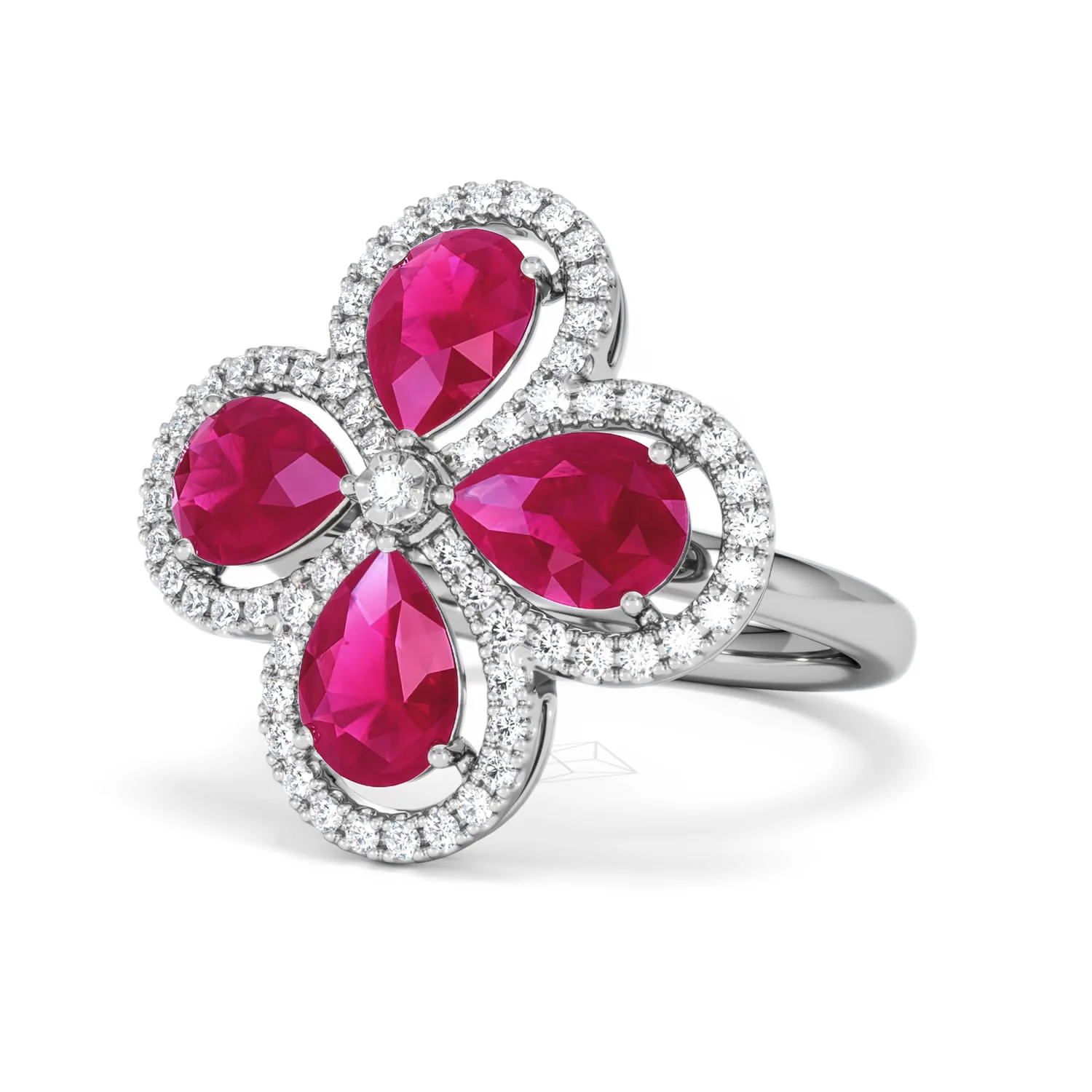 Bloom 3.30ct Lab Ruby and Lab Diamond Ring in 18K White Gold - Image 83