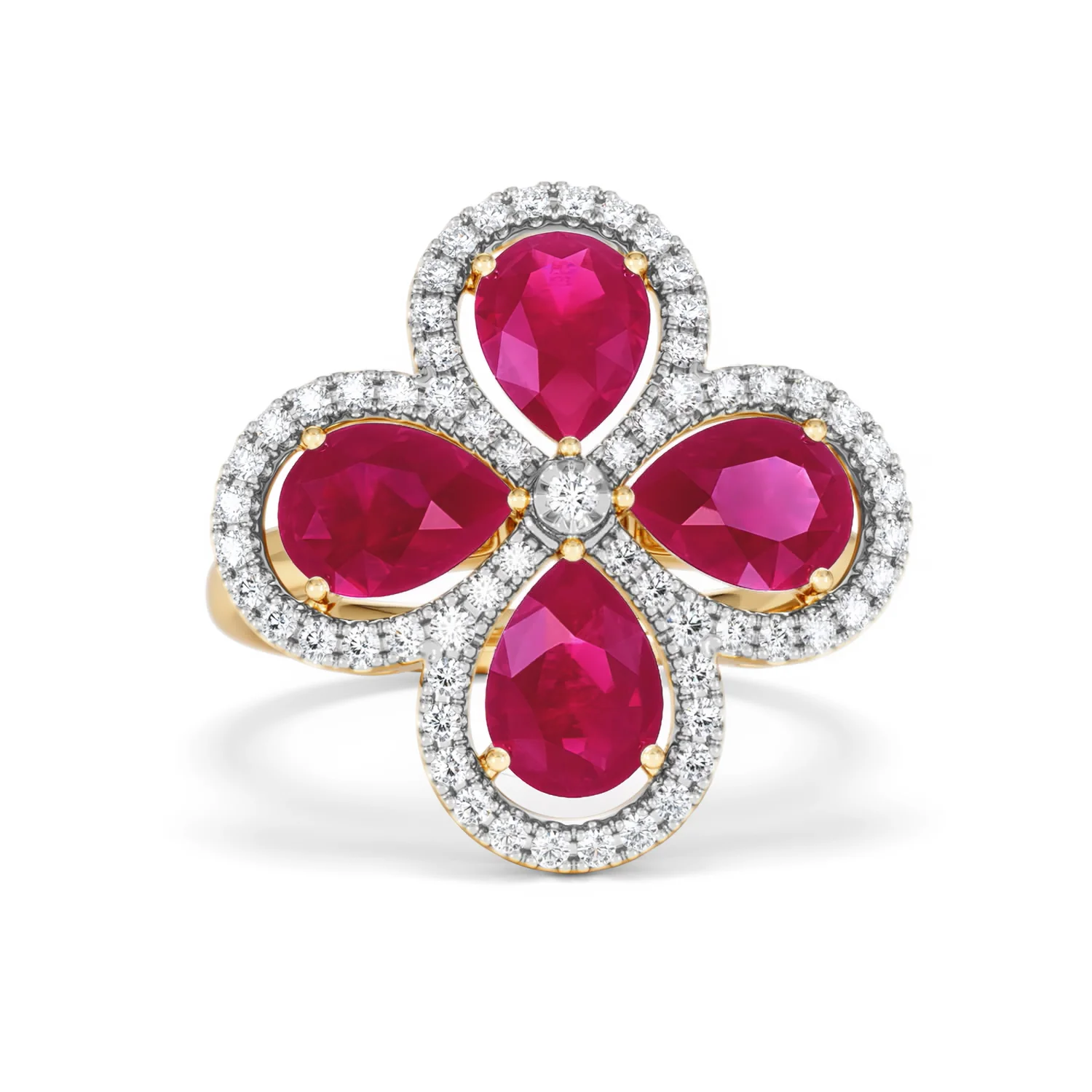 Bloom 3.30ct Lab Ruby and Lab Diamond Ring in 18K Yellow Gold - Image 10