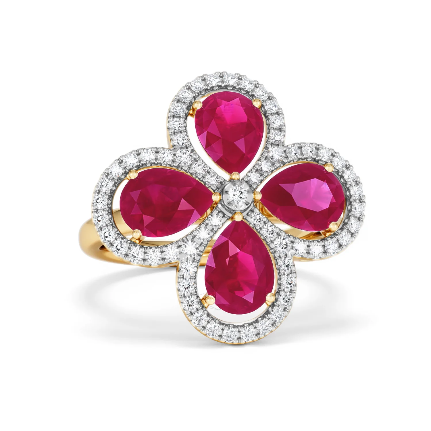 Bloom 3.30ct Lab Ruby and Lab Diamond Ring in 18K Yellow Gold - Image 11