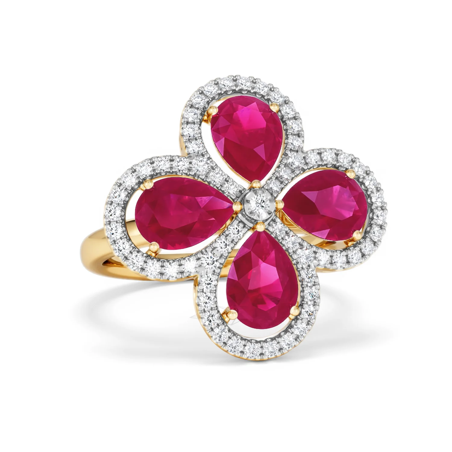 Bloom 3.30ct Lab Ruby and Lab Diamond Ring in 18K Yellow Gold - Image 12