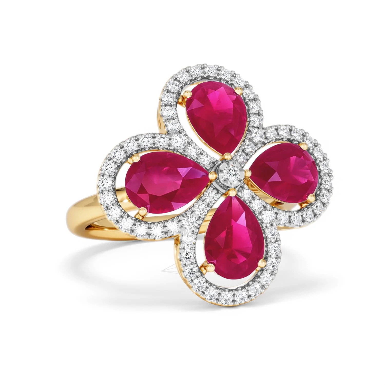 Bloom 3.30ct Lab Ruby and Lab Diamond Ring in 18K Yellow Gold - Image 13