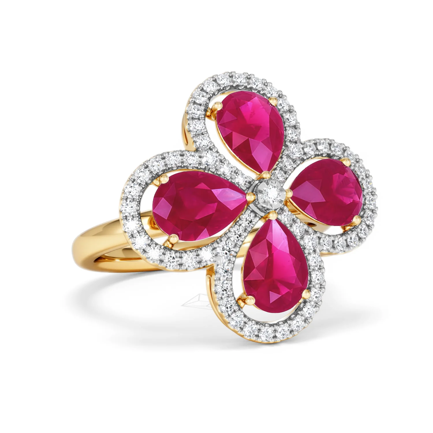 Bloom 3.30ct Lab Ruby and Lab Diamond Ring in 18K Yellow Gold - Image 14