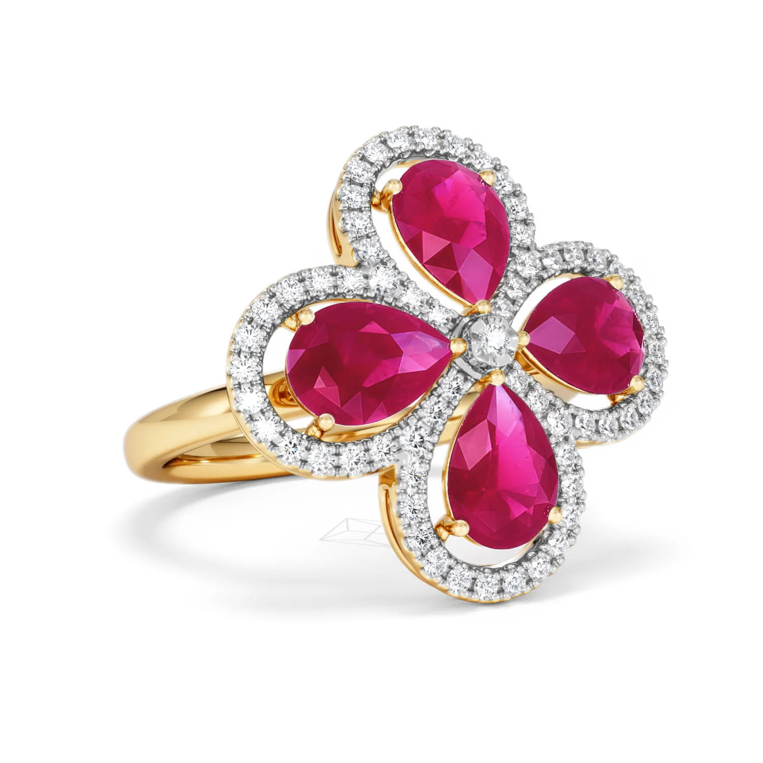 Bloom 3.30ct Lab Ruby and Lab Diamond Ring in 18K Yellow Gold - Image 15