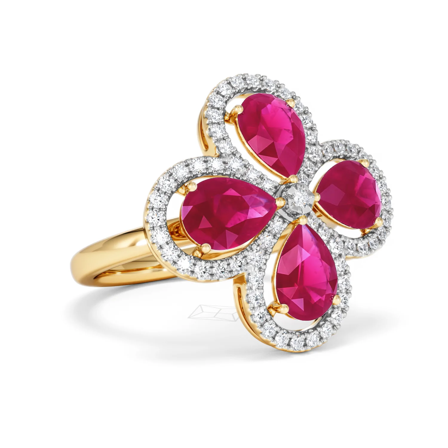 Bloom 3.30ct Lab Ruby and Lab Diamond Ring in 18K Yellow Gold - Image 16