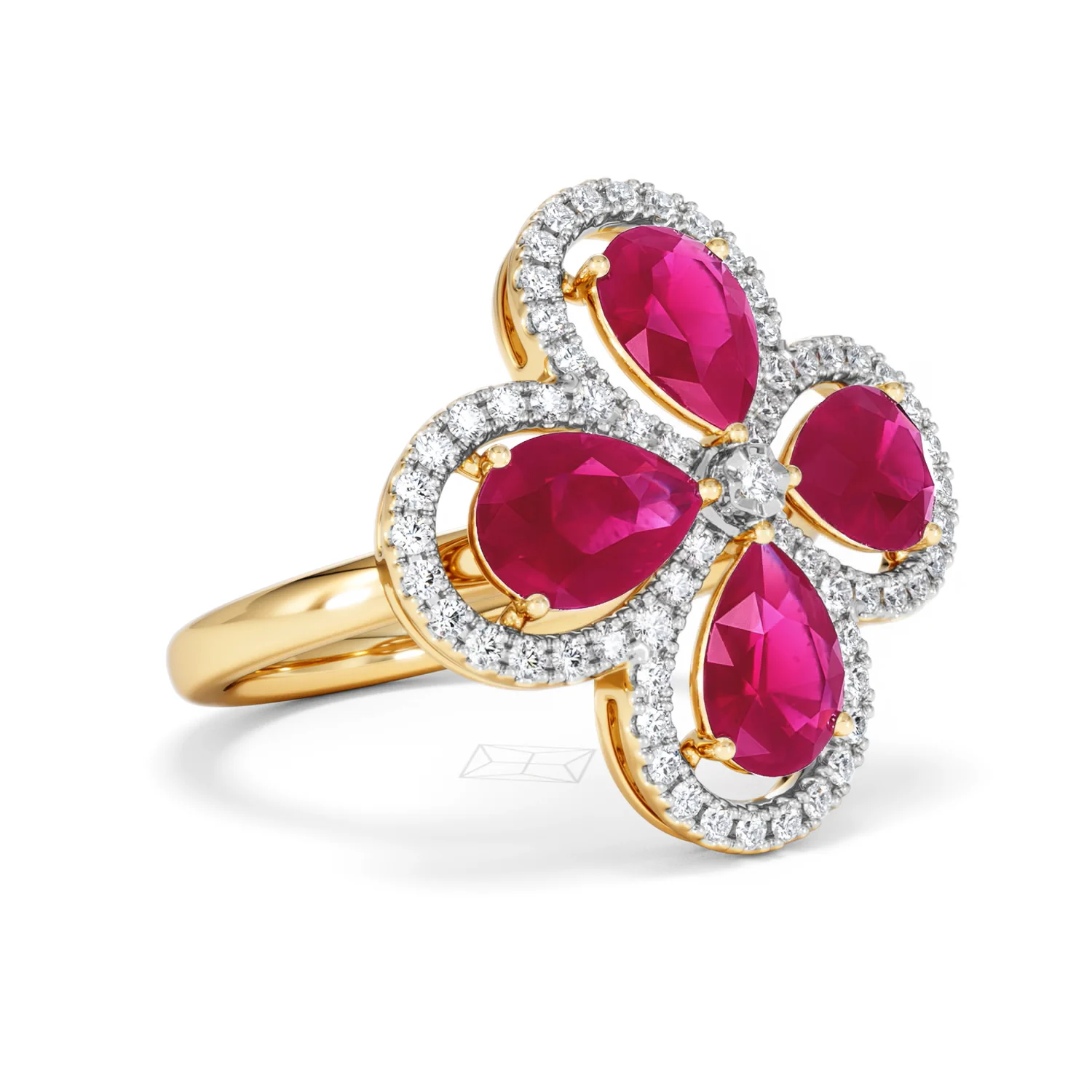Bloom 3.30ct Lab Ruby and Lab Diamond Ring in 18K Yellow Gold - Image 17