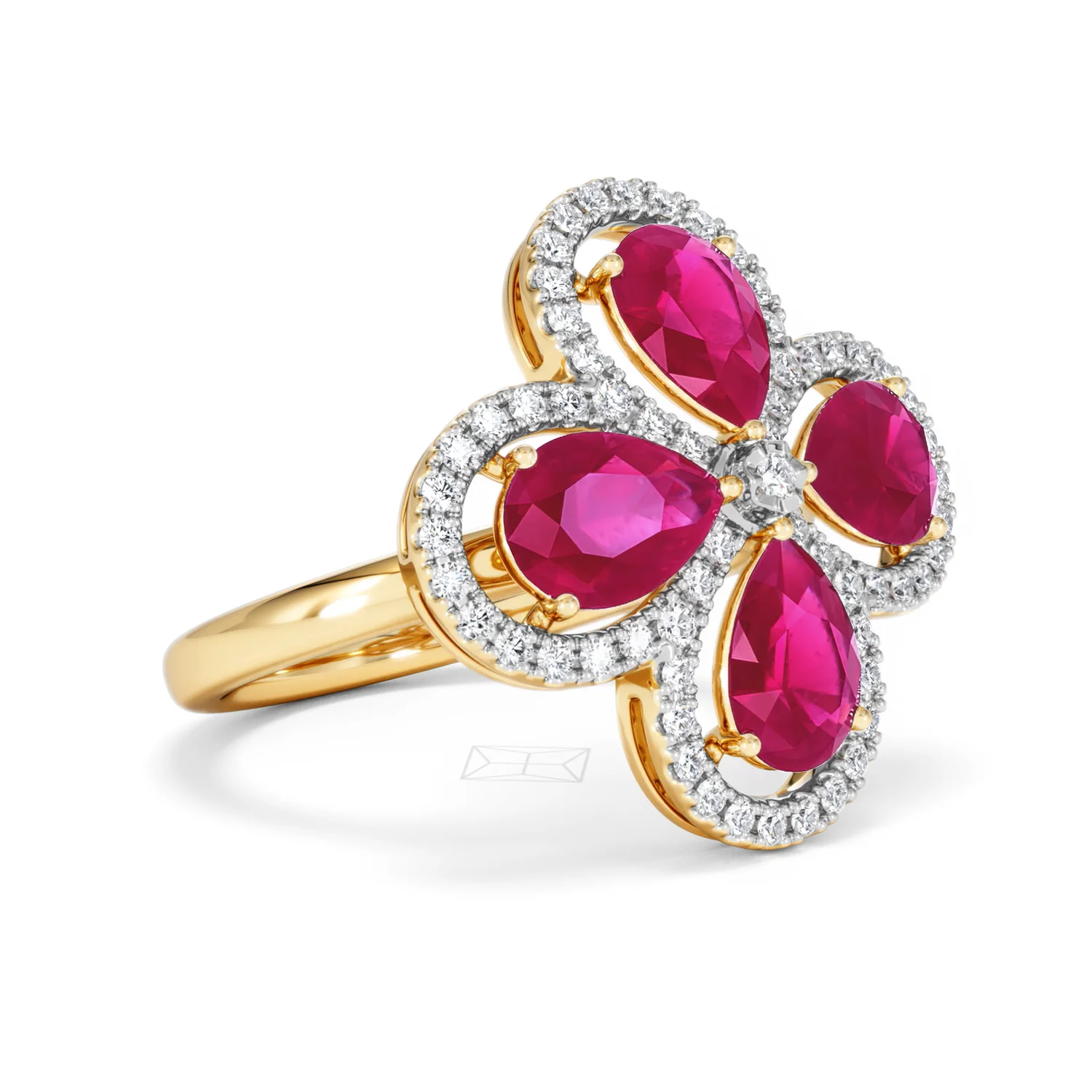 Bloom 3.30ct Lab Ruby and Lab Diamond Ring in 18K Yellow Gold - Image 18