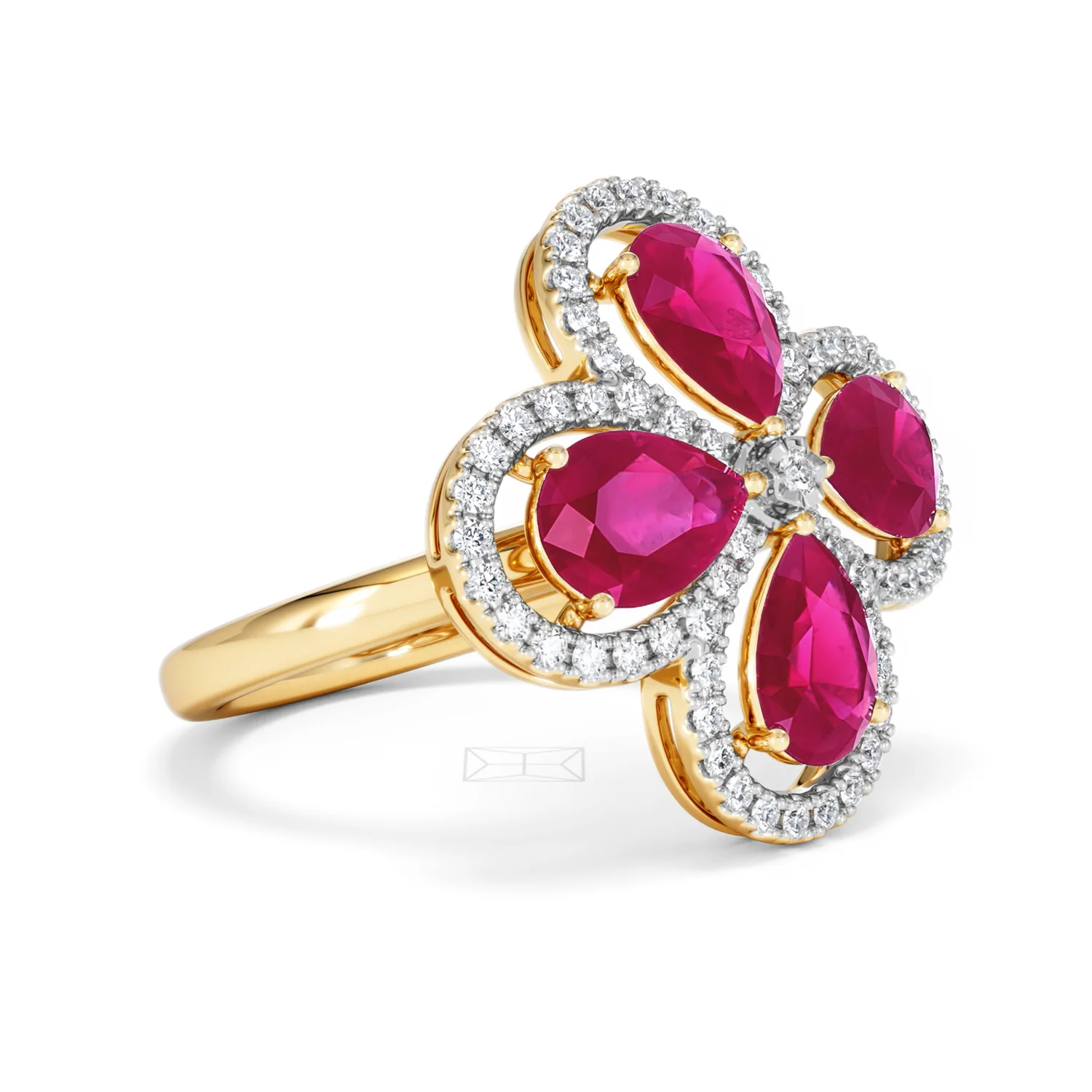 Bloom 3.30ct Lab Ruby and Lab Diamond Ring in 18K Yellow Gold - Image 19