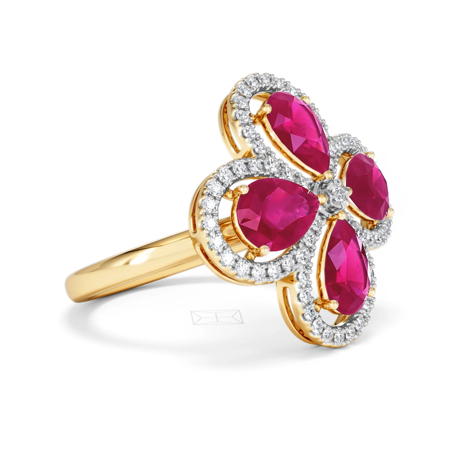 Bloom 3.30ct Lab Ruby and Lab Diamond Ring in 18K Yellow Gold - Image 20