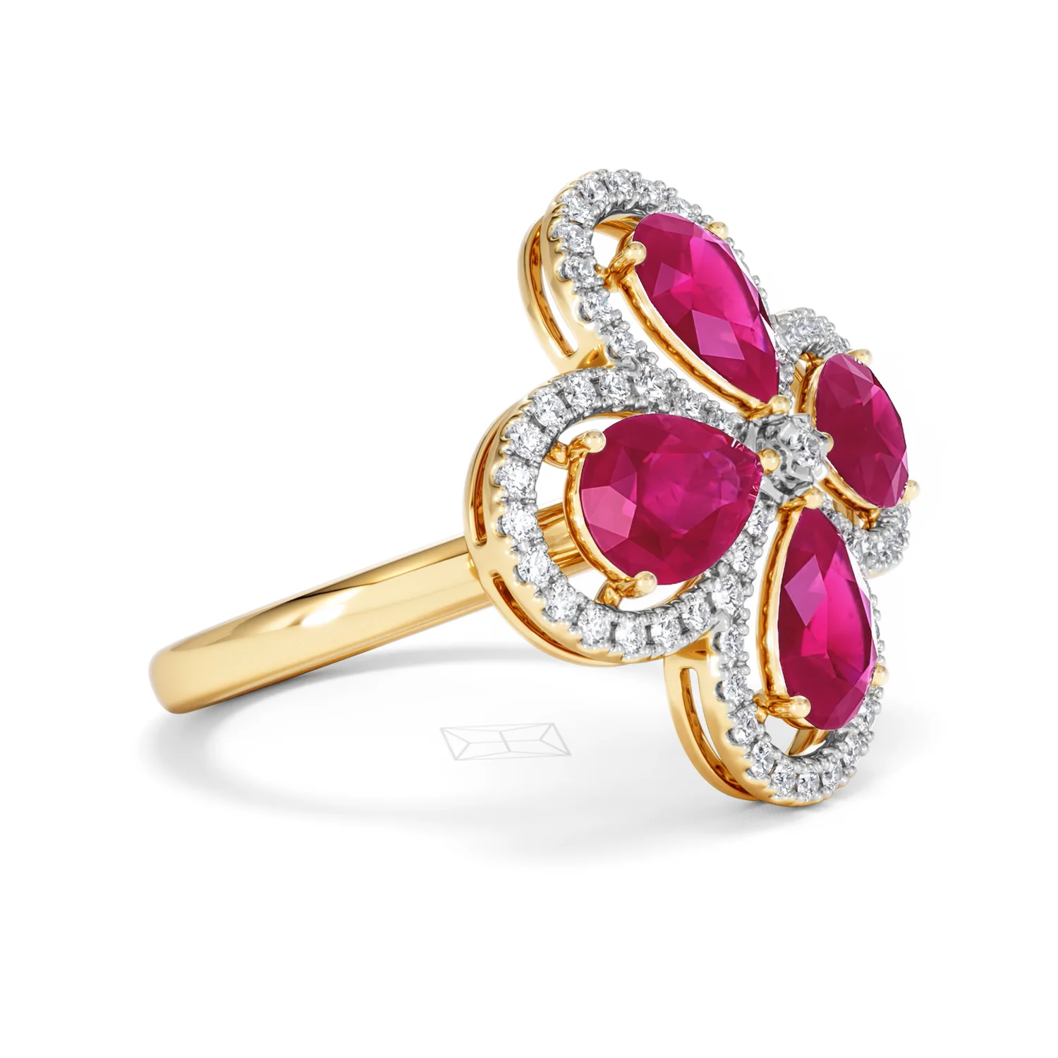 Bloom 3.30ct Lab Ruby and Lab Diamond Ring in 18K Yellow Gold - Image 21