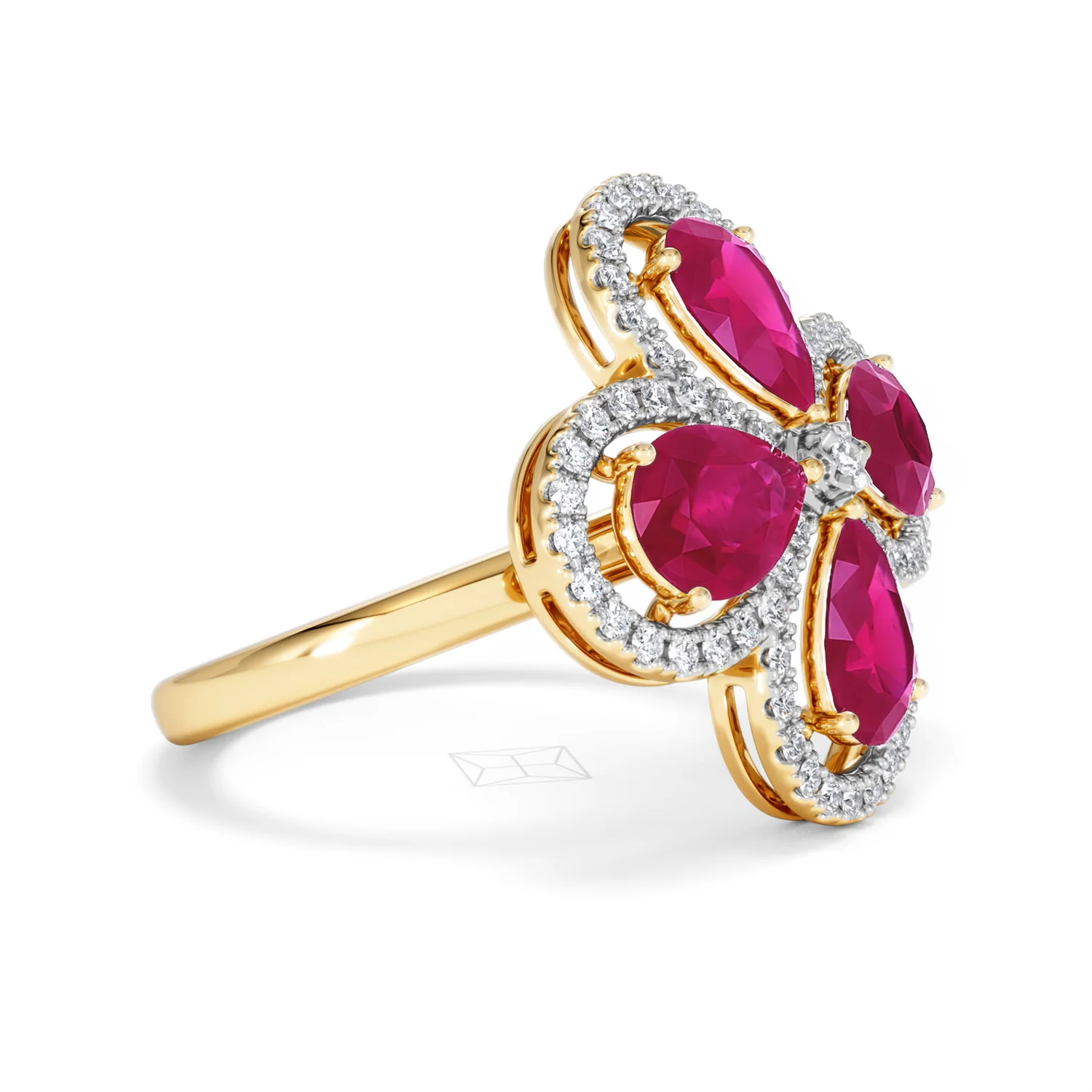 Bloom 3.30ct Lab Ruby and Lab Diamond Ring in 18K Yellow Gold - Image 22
