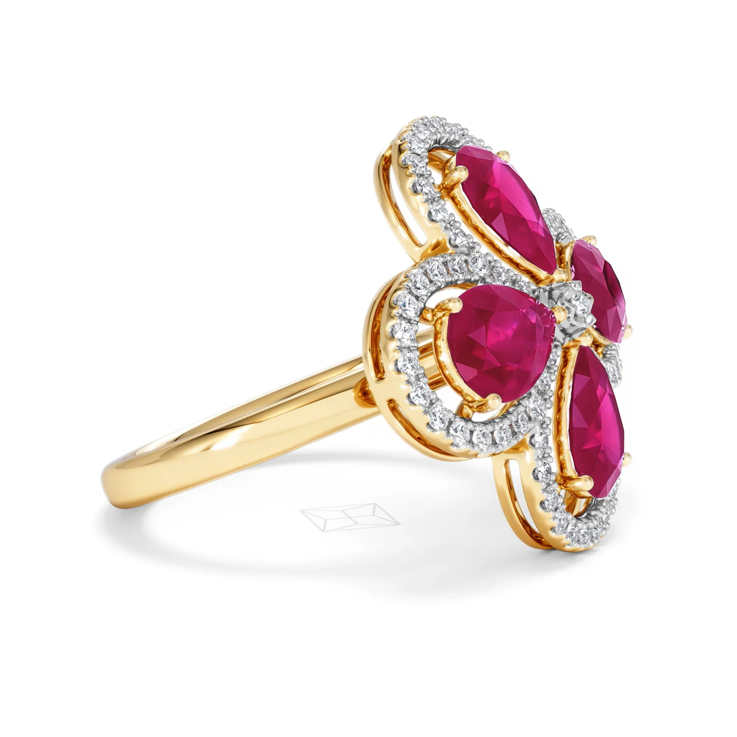 Bloom 3.30ct Lab Ruby and Lab Diamond Ring in 18K Yellow Gold - Image 23
