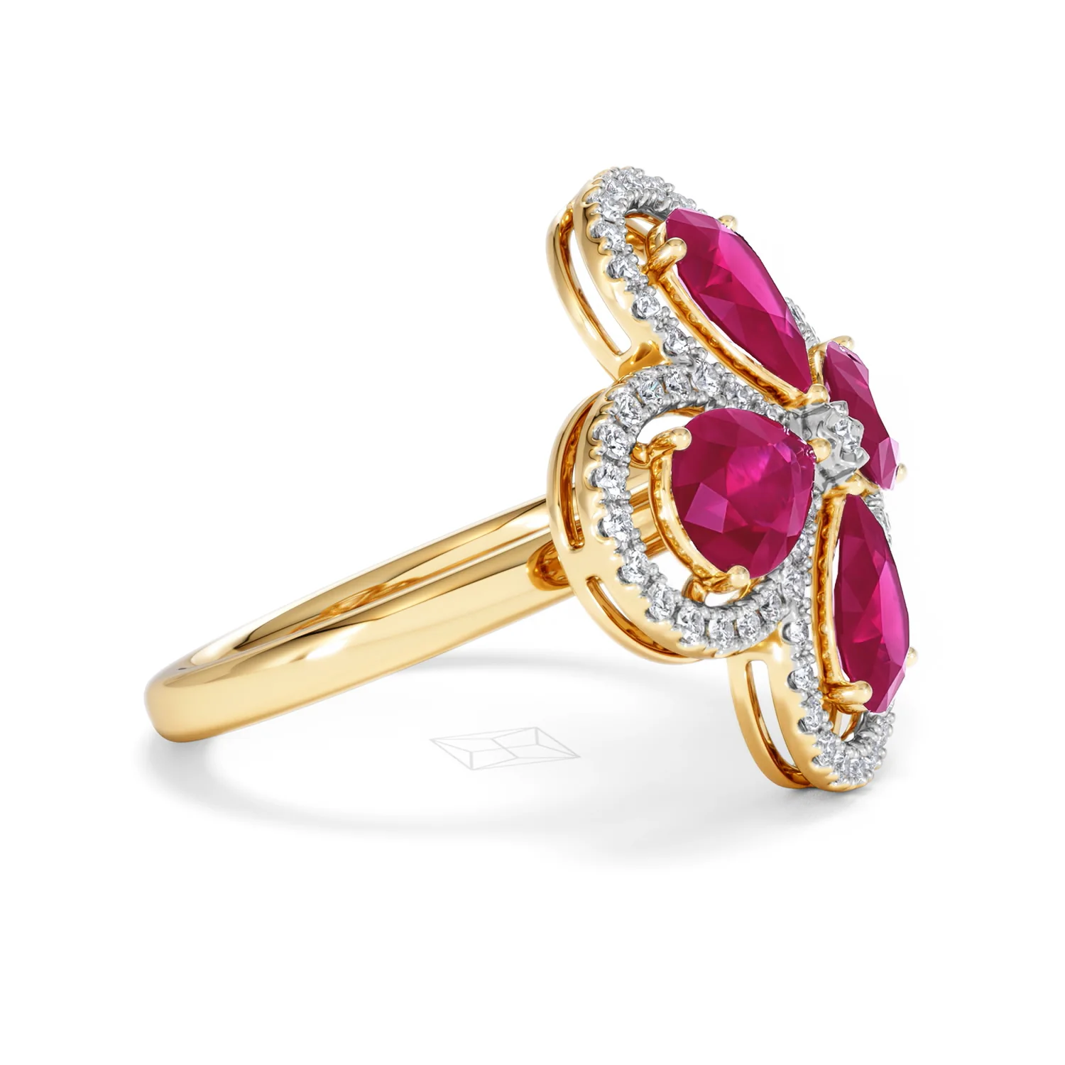 Bloom 3.30ct Lab Ruby and Lab Diamond Ring in 18K Yellow Gold - Image 24