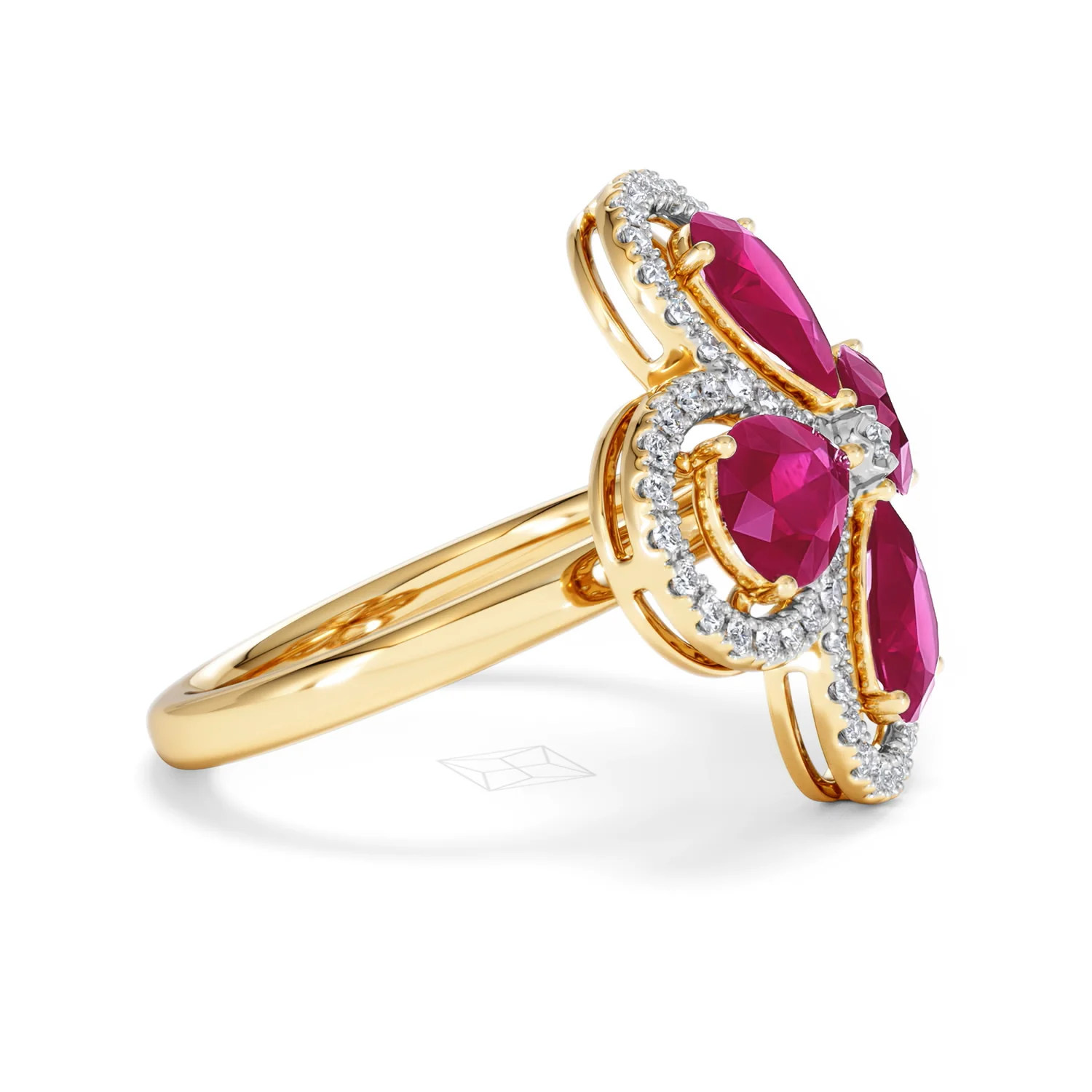 Bloom 3.30ct Lab Ruby and Lab Diamond Ring in 18K Yellow Gold - Image 25