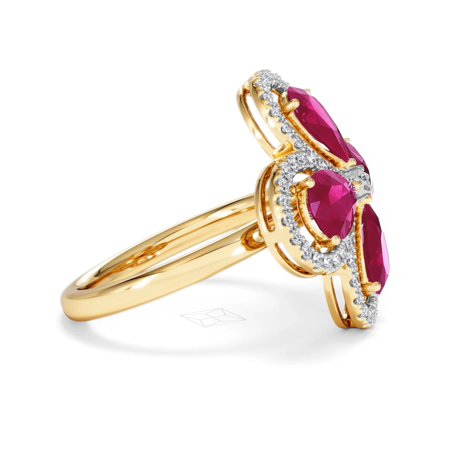 Bloom 3.30ct Lab Ruby and Lab Diamond Ring in 18K Yellow Gold - Image 26