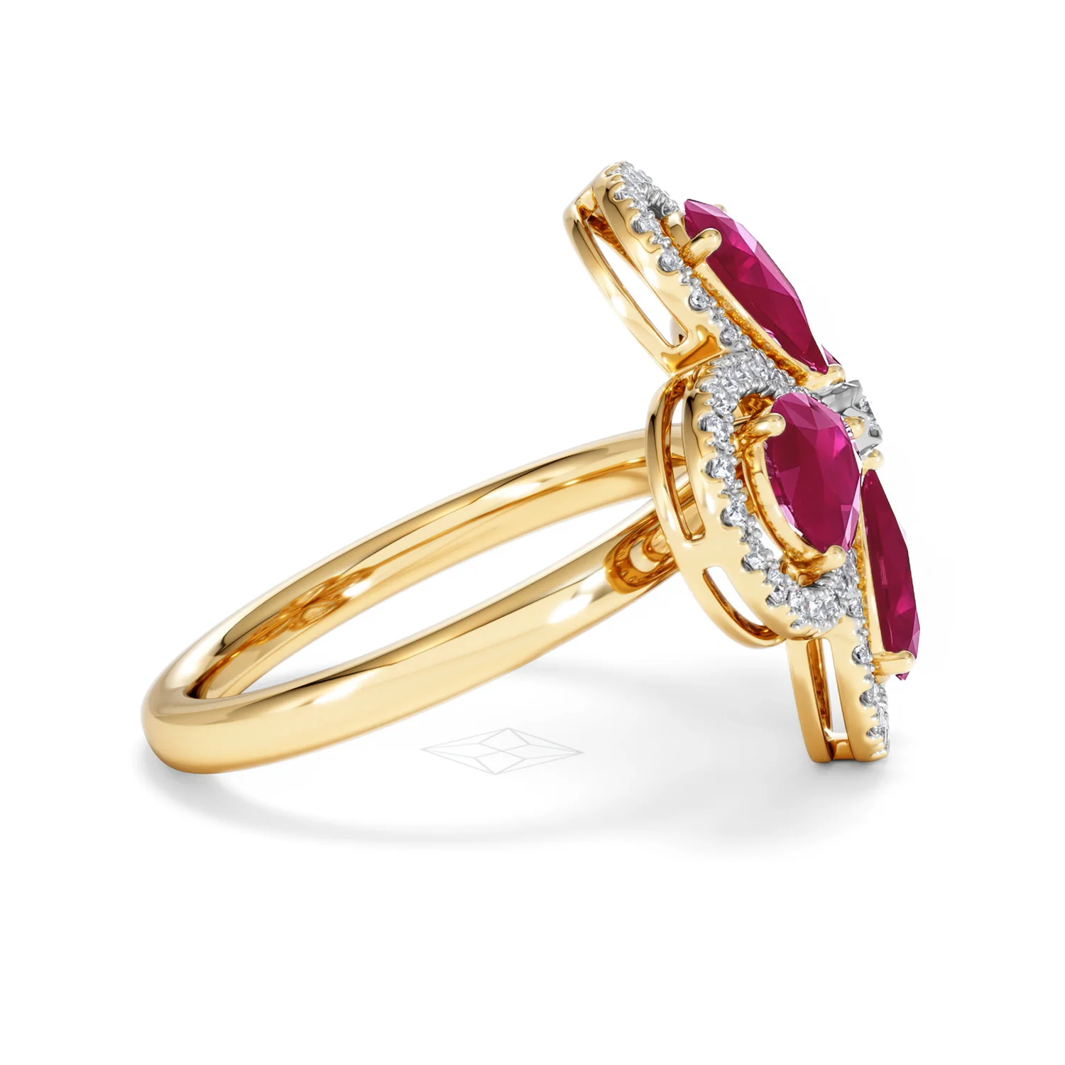 Bloom 3.30ct Lab Ruby and Lab Diamond Ring in 18K Yellow Gold - Image 28