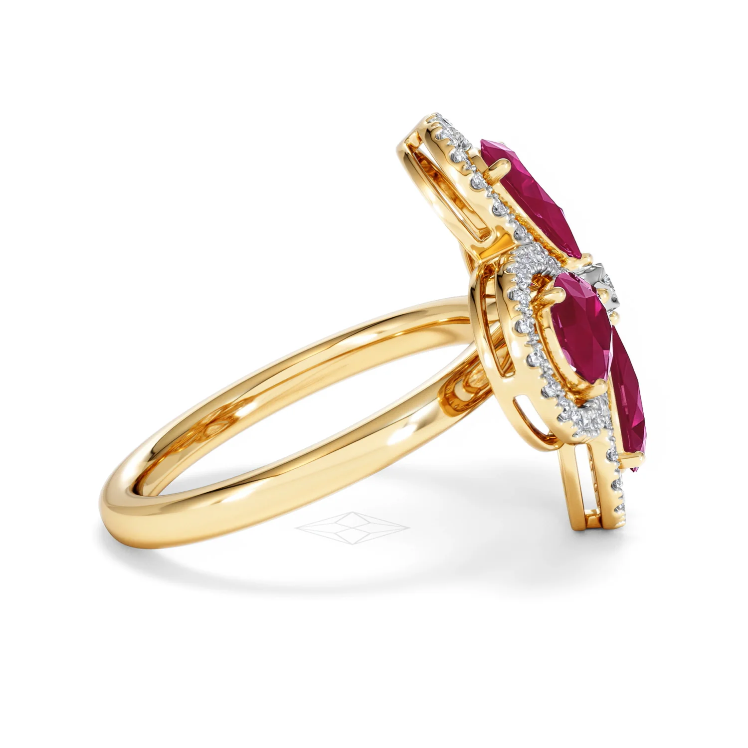 Bloom 3.30ct Lab Ruby and Lab Diamond Ring in 18K Yellow Gold - Image 29