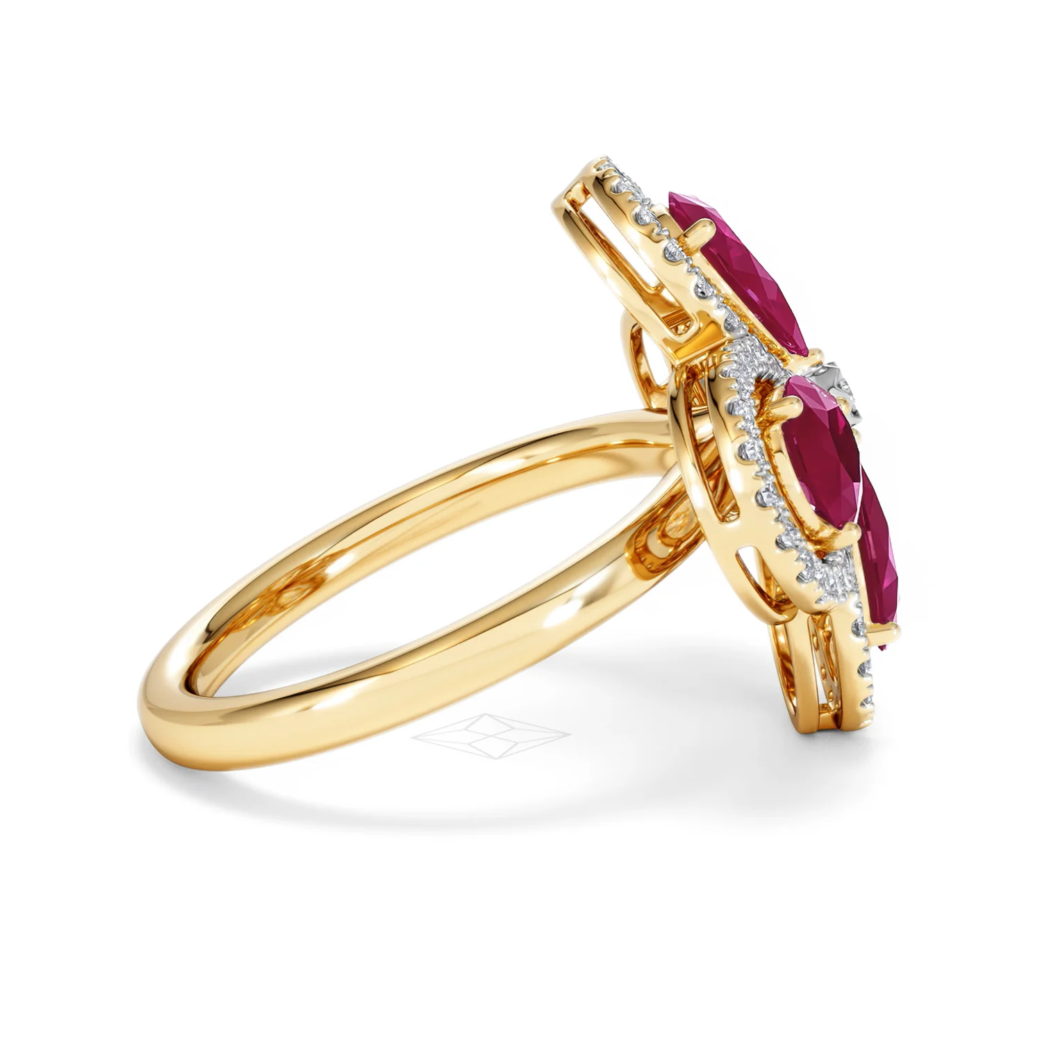 Bloom 3.30ct Lab Ruby and Lab Diamond Ring in 18K Yellow Gold - Image 30
