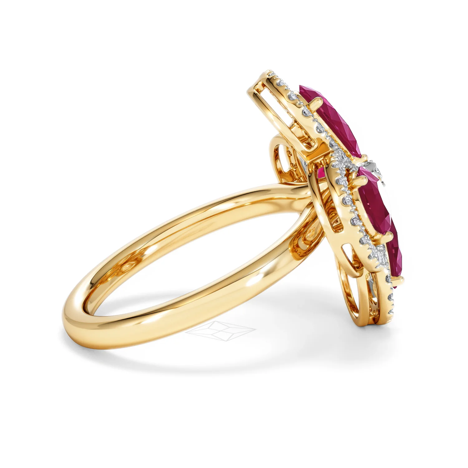 Bloom 3.30ct Lab Ruby and Lab Diamond Ring in 18K Yellow Gold - Image 31