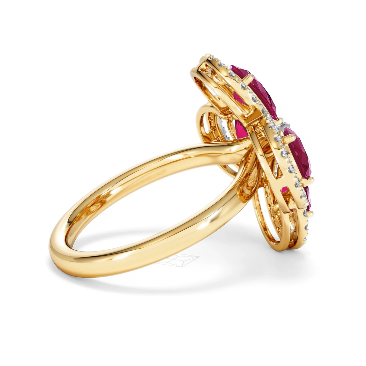 Bloom 3.30ct Lab Ruby and Lab Diamond Ring in 18K Yellow Gold - Image 33