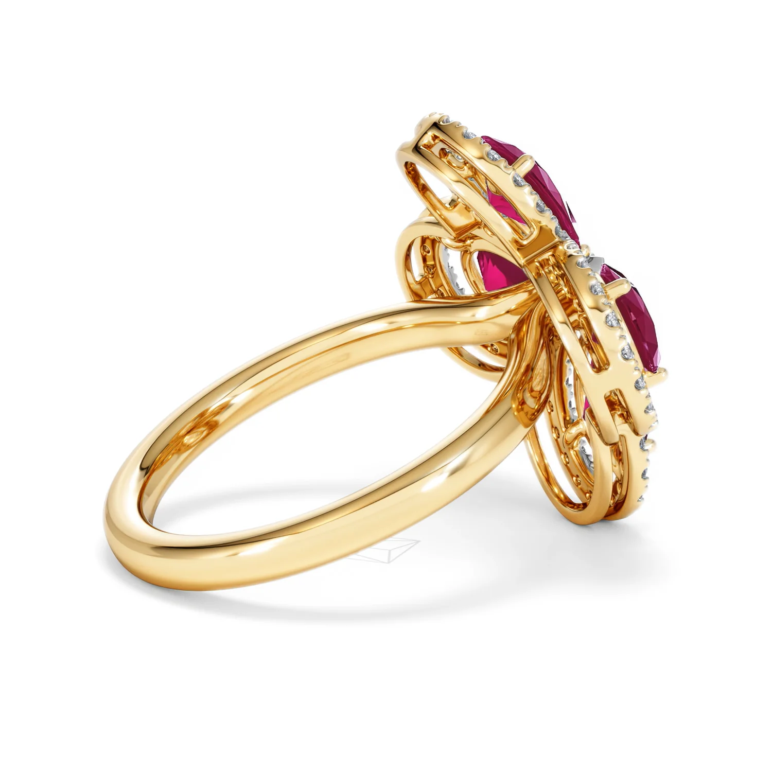Bloom 3.30ct Lab Ruby and Lab Diamond Ring in 18K Yellow Gold - Image 34