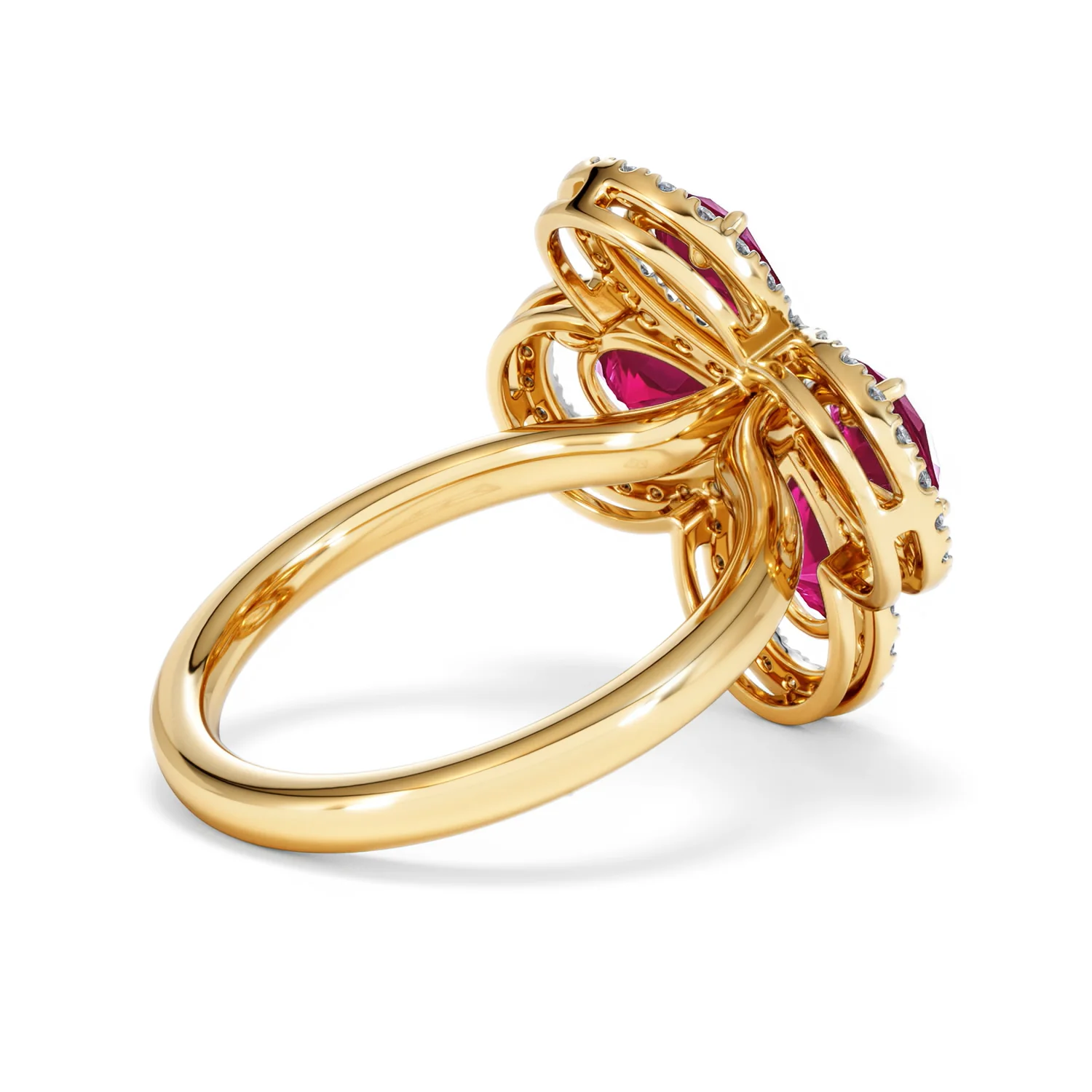 Bloom 3.30ct Lab Ruby and Lab Diamond Ring in 18K Yellow Gold - Image 37