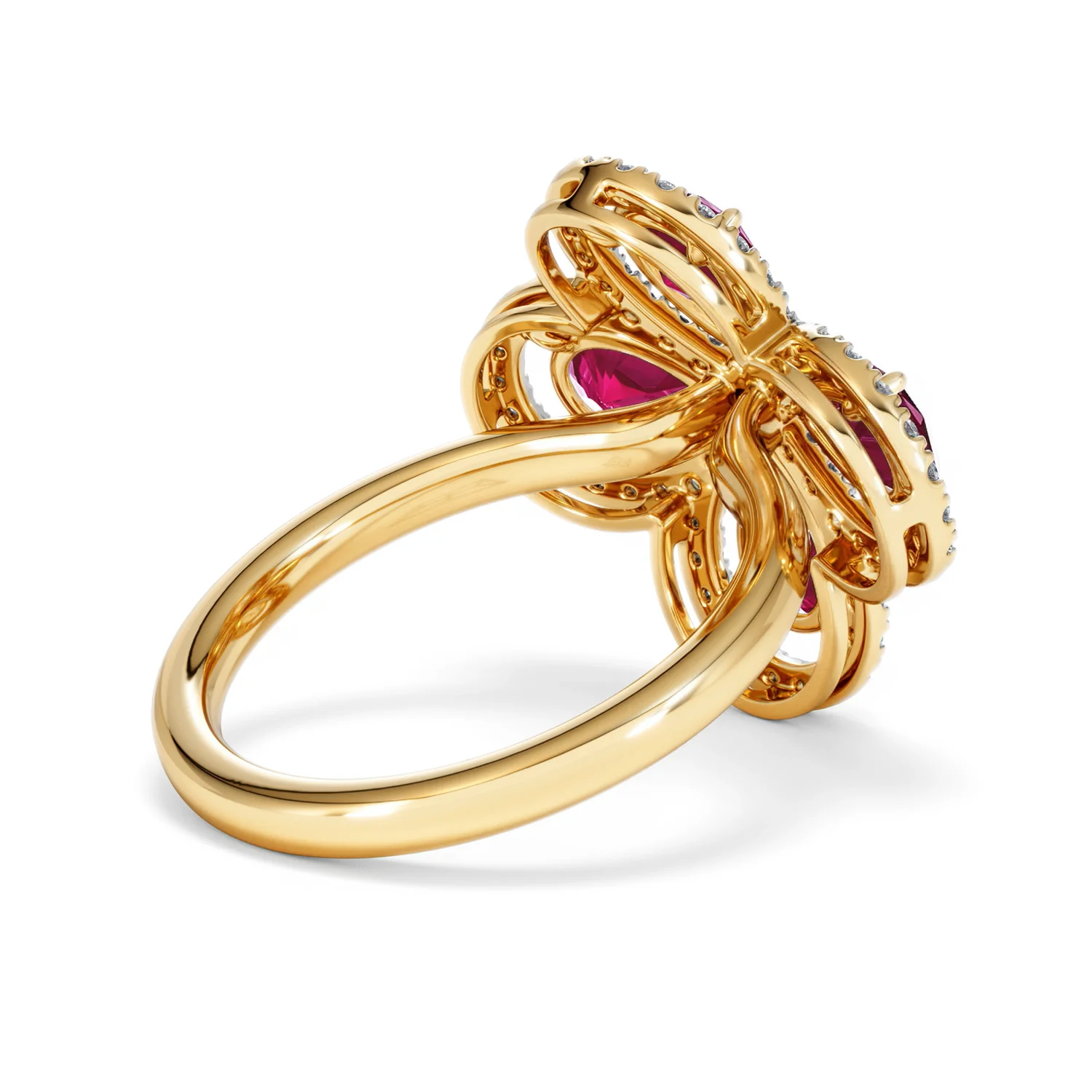 Bloom 3.30ct Lab Ruby and Lab Diamond Ring in 18K Yellow Gold - Image 38