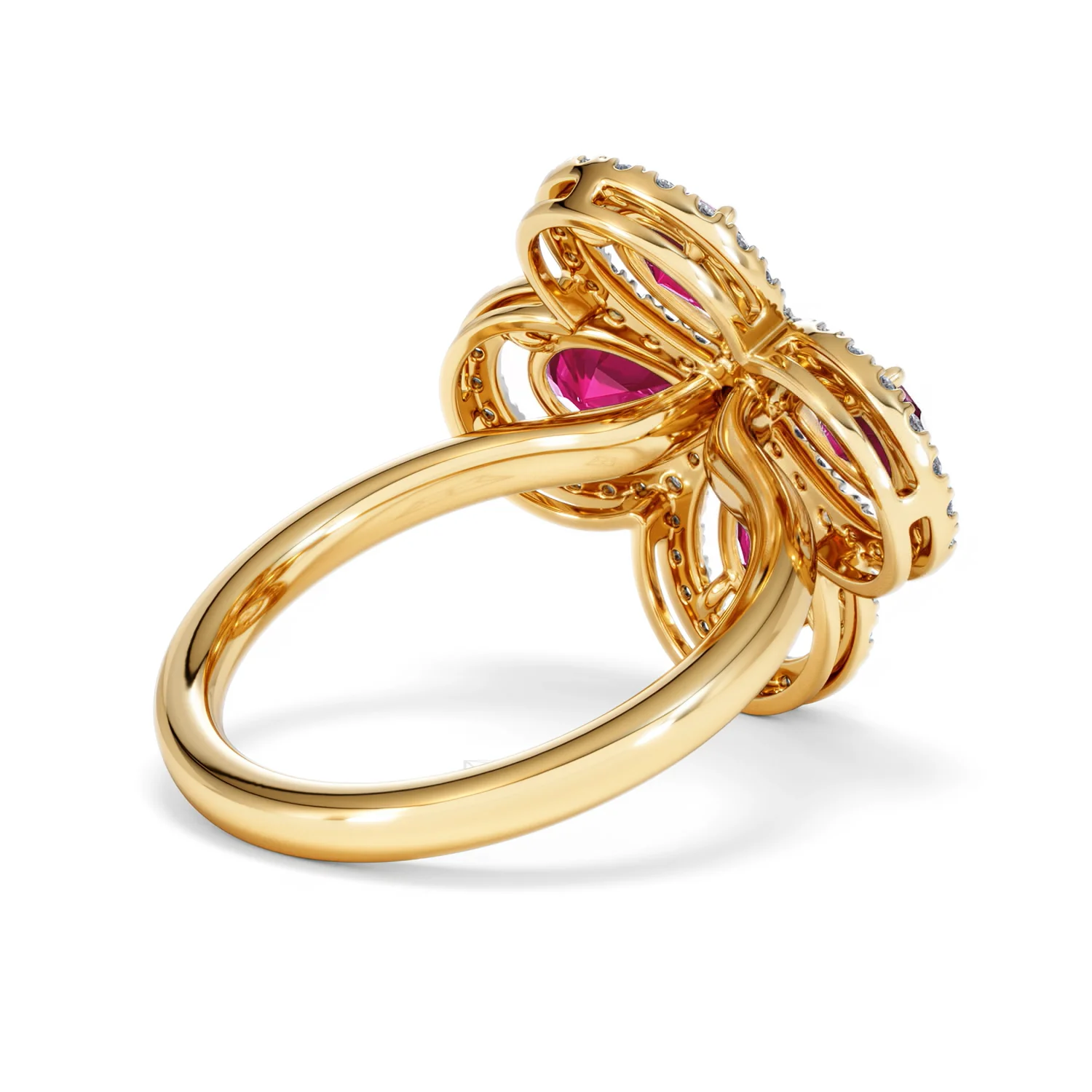 Bloom 3.30ct Lab Ruby and Lab Diamond Ring in 18K Yellow Gold - Image 39