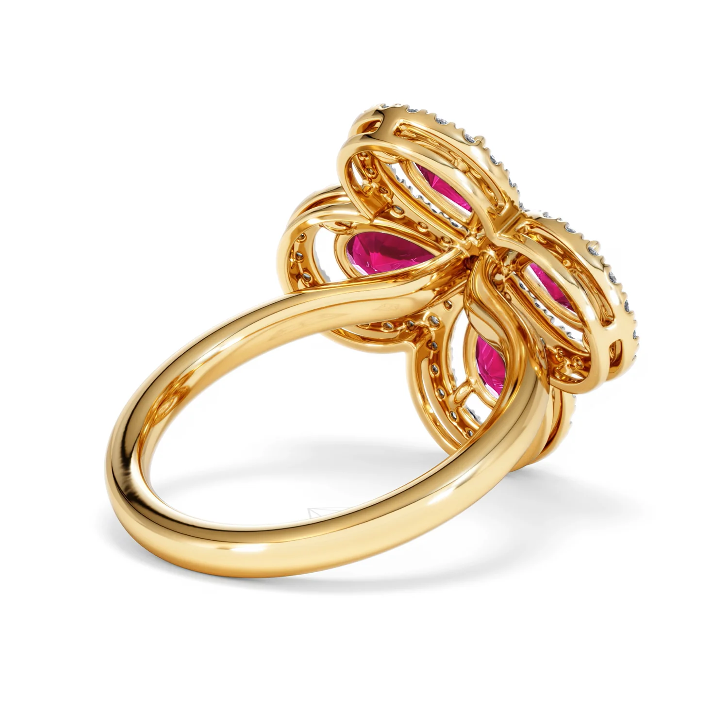 Bloom 3.30ct Lab Ruby and Lab Diamond Ring in 18K Yellow Gold - Image 40