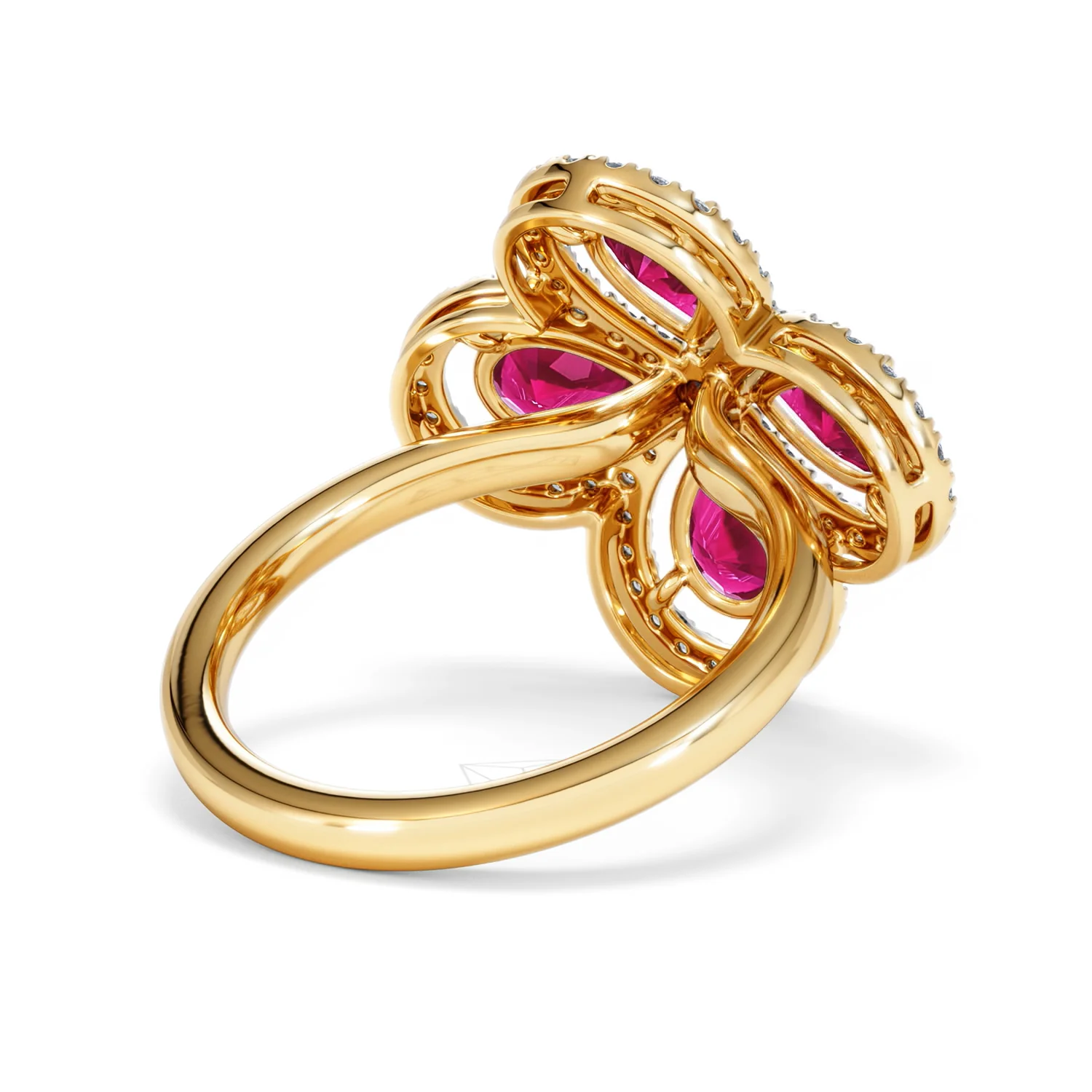 Bloom 3.30ct Lab Ruby and Lab Diamond Ring in 18K Yellow Gold - Image 41