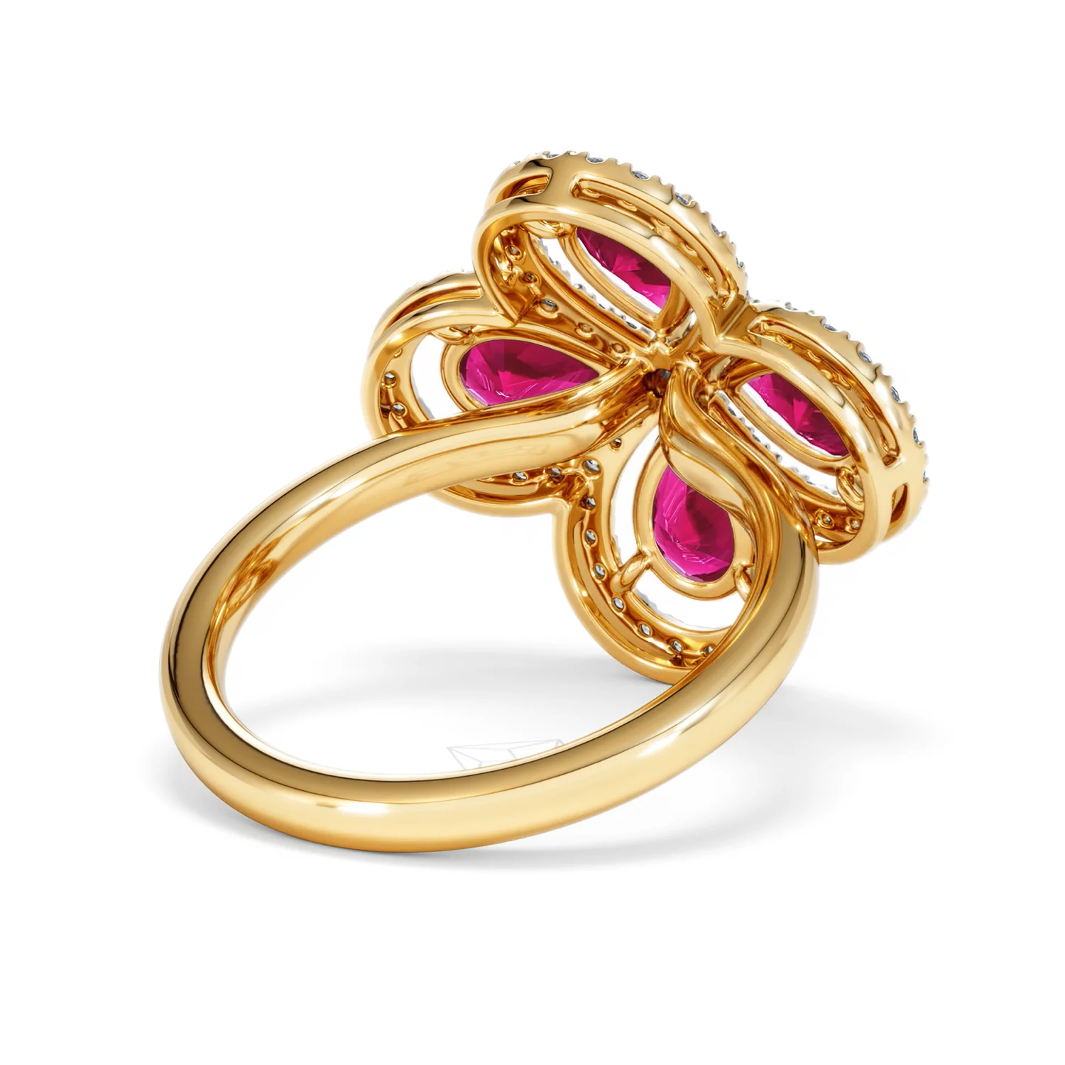Bloom 3.30ct Lab Ruby and Lab Diamond Ring in 18K Yellow Gold - Image 42