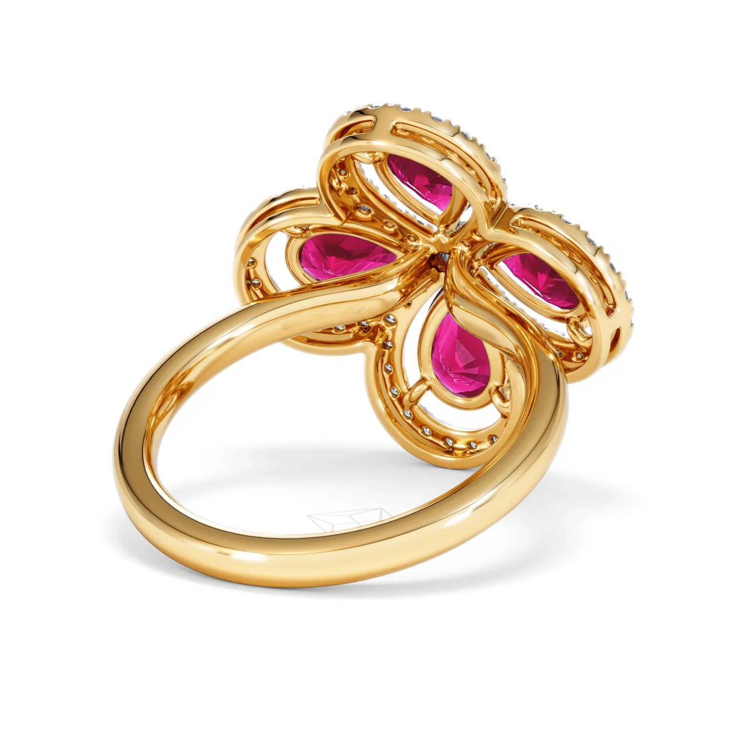 Bloom 3.30ct Lab Ruby and Lab Diamond Ring in 18K Yellow Gold - Image 43