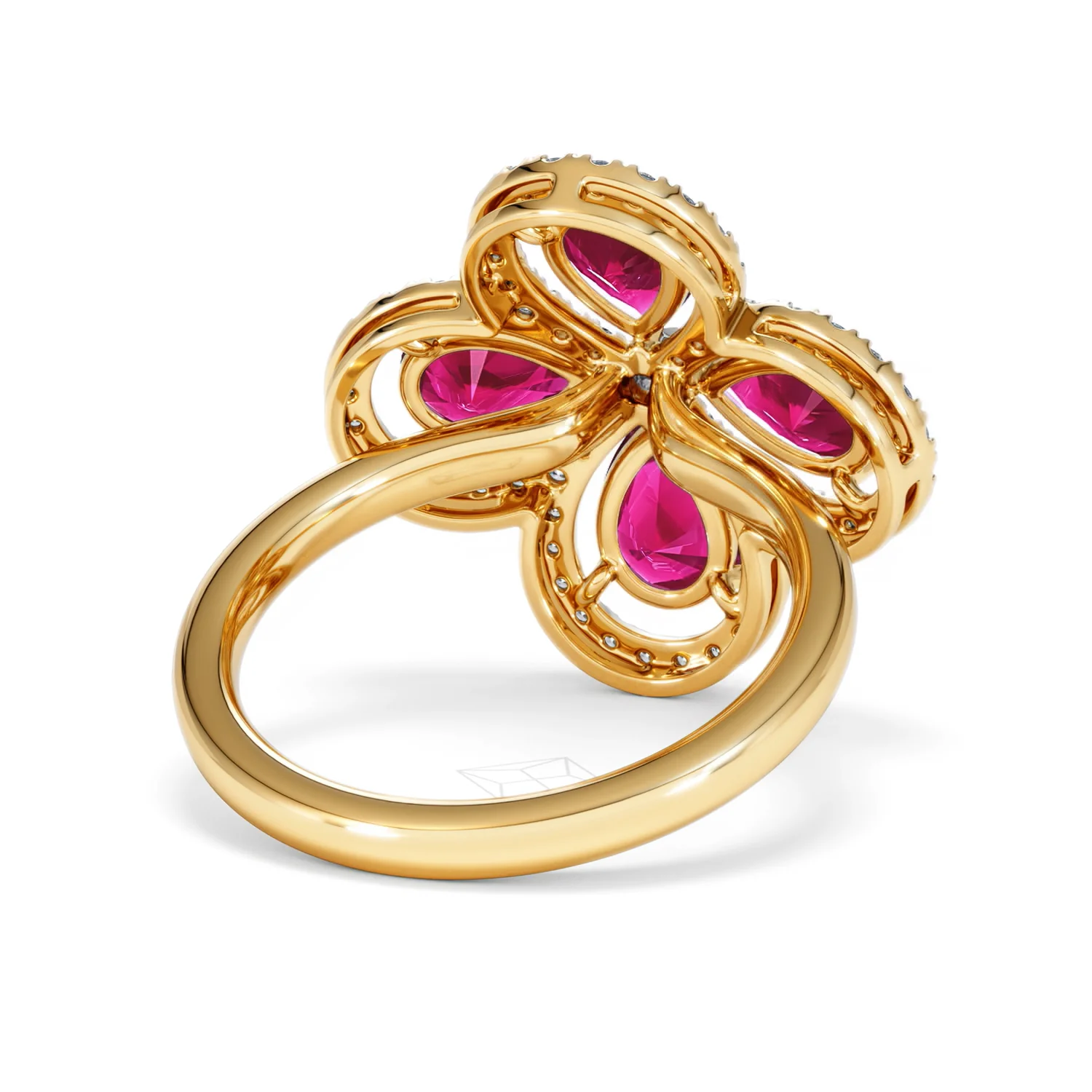 Bloom 3.30ct Lab Ruby and Lab Diamond Ring in 18K Yellow Gold - Image 44