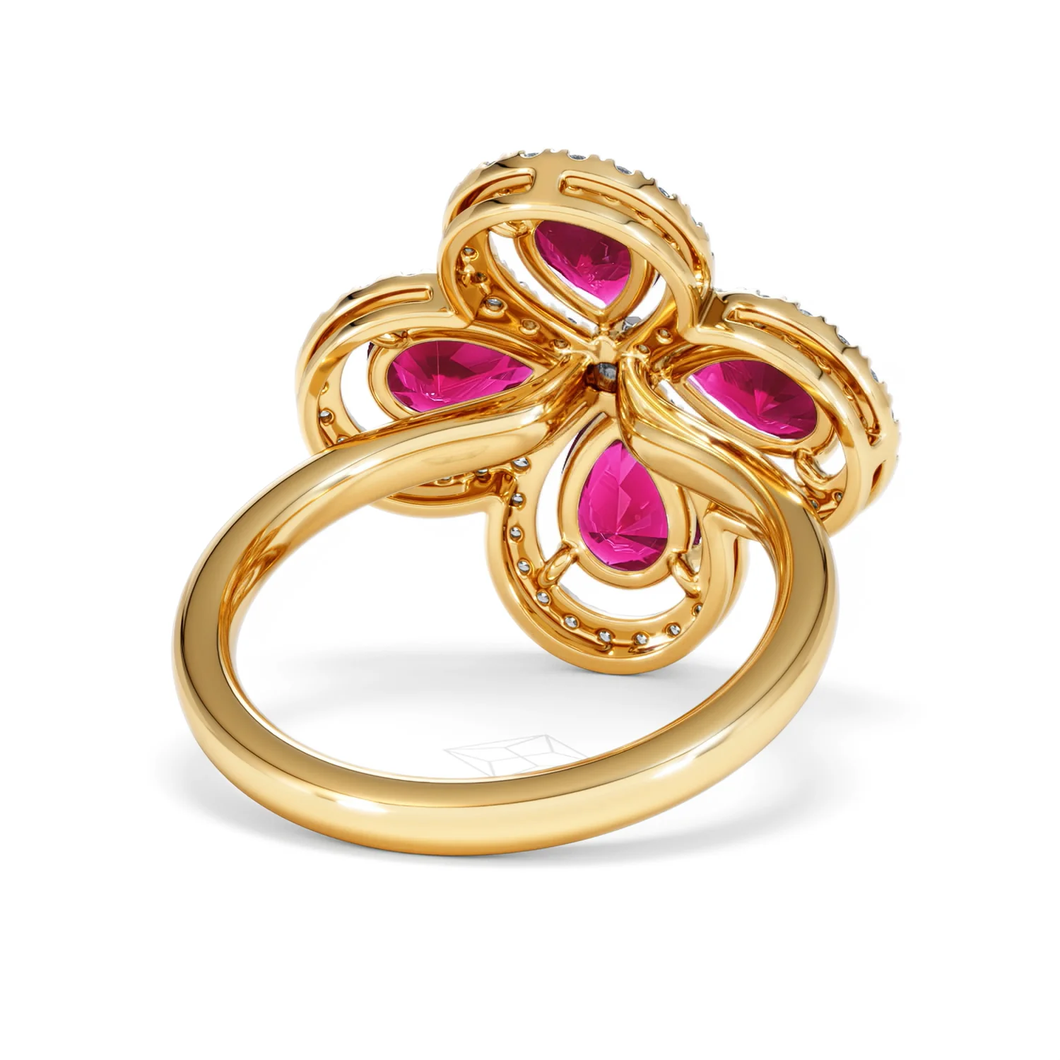 Bloom 3.30ct Lab Ruby and Lab Diamond Ring in 18K Yellow Gold - Image 45