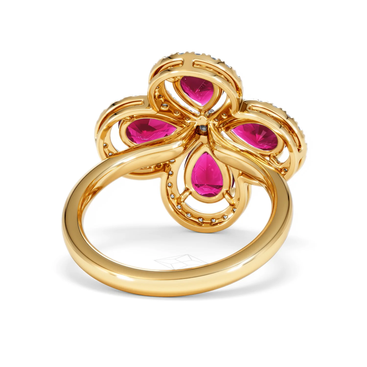Bloom 3.30ct Lab Ruby and Lab Diamond Ring in 18K Yellow Gold - Image 46