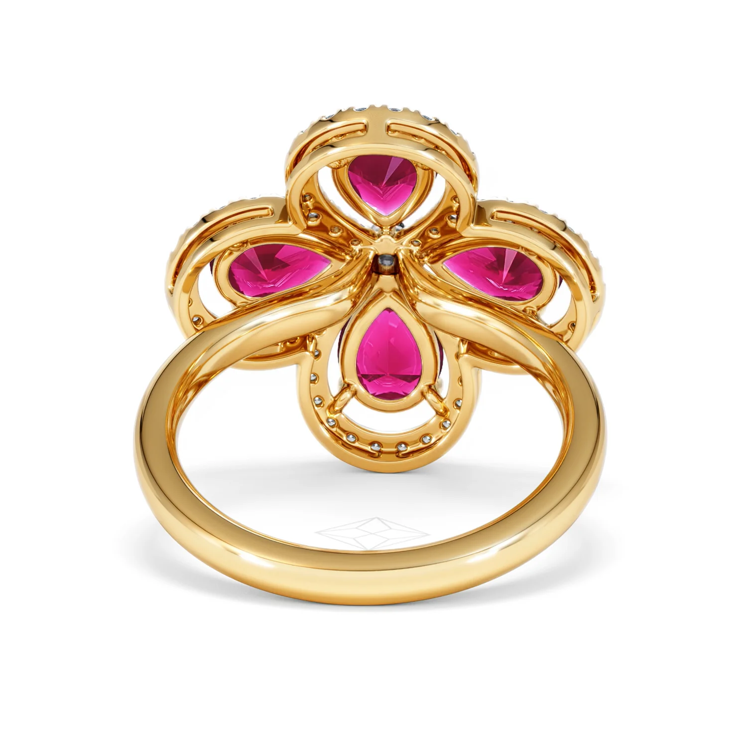 Bloom 3.30ct Lab Ruby and Lab Diamond Ring in 18K Yellow Gold - Image 48