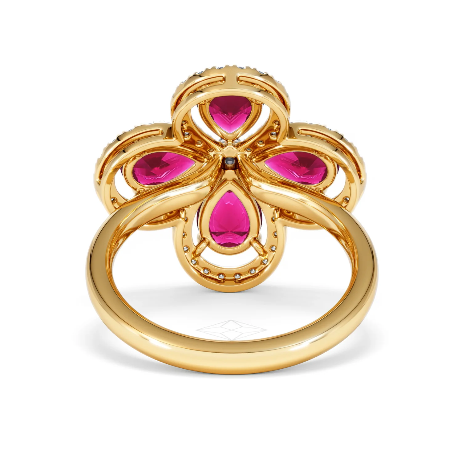 Bloom 3.30ct Lab Ruby and Lab Diamond Ring in 18K Yellow Gold - Image 49