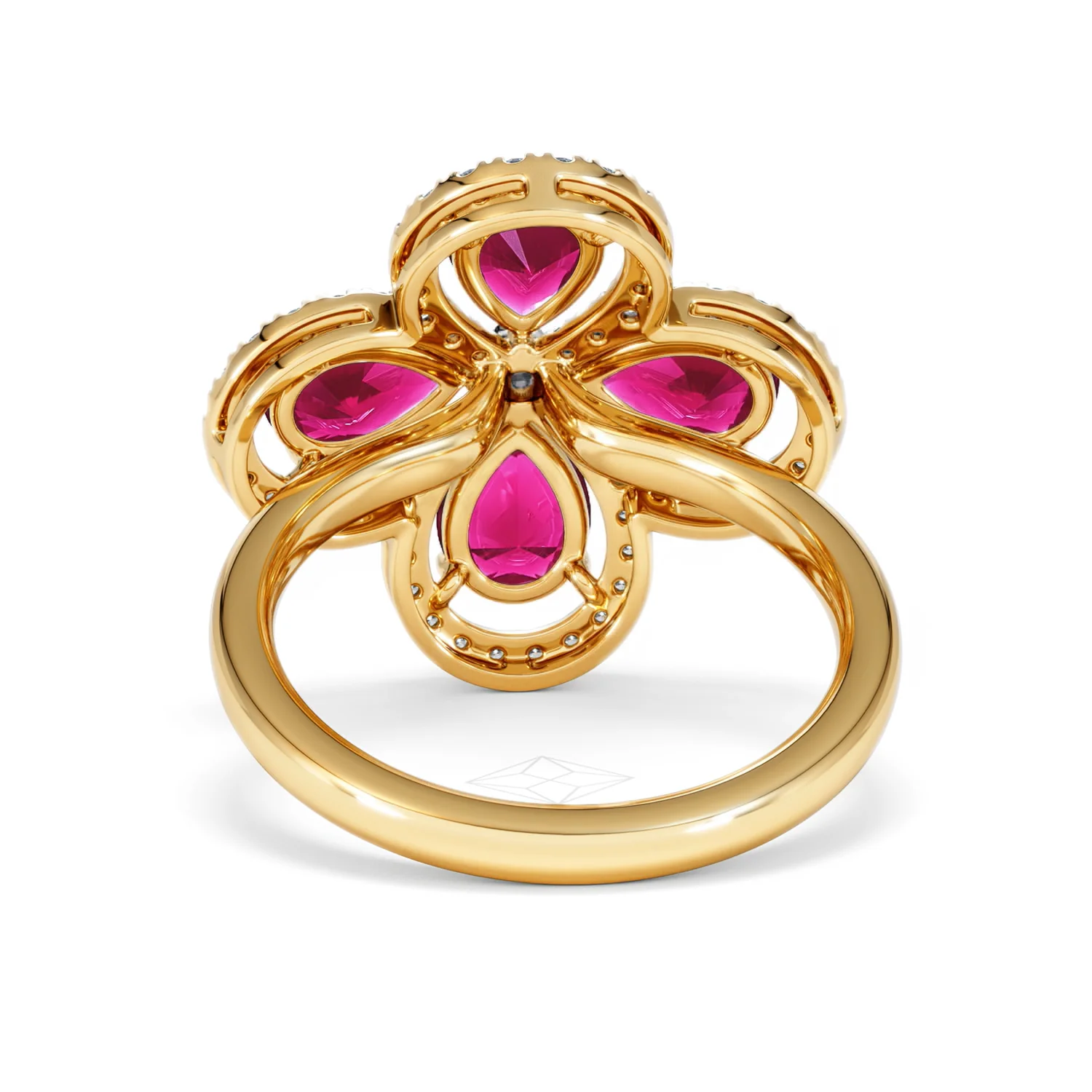Bloom 3.30ct Lab Ruby and Lab Diamond Ring in 18K Yellow Gold - Image 50