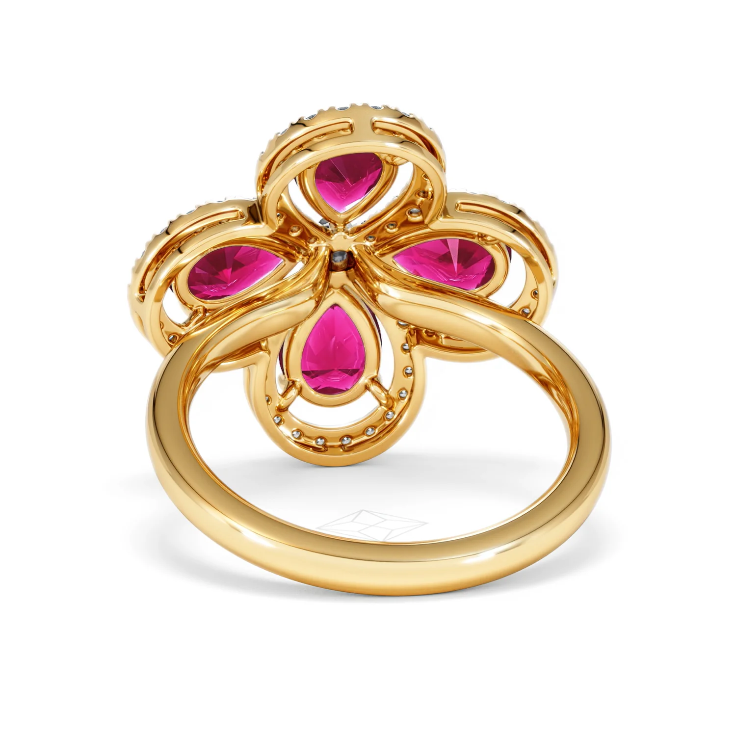 Bloom 3.30ct Lab Ruby and Lab Diamond Ring in 18K Yellow Gold - Image 51