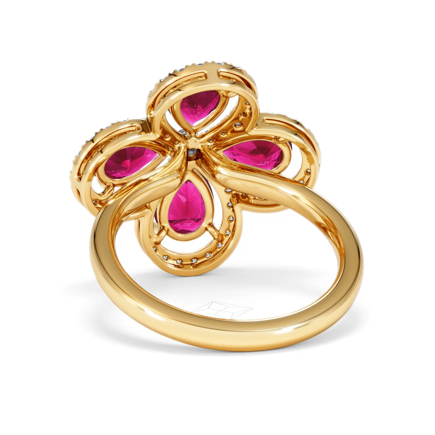 Bloom 3.30ct Lab Ruby and Lab Diamond Ring in 18K Yellow Gold - Image 52